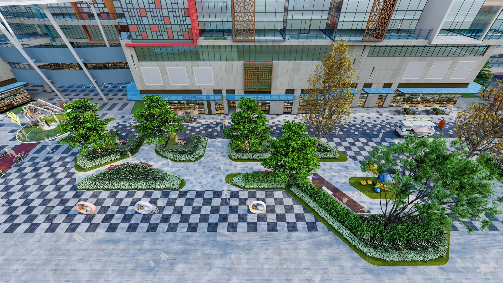 现代广场景观SU模型下载【ID:1127446822】