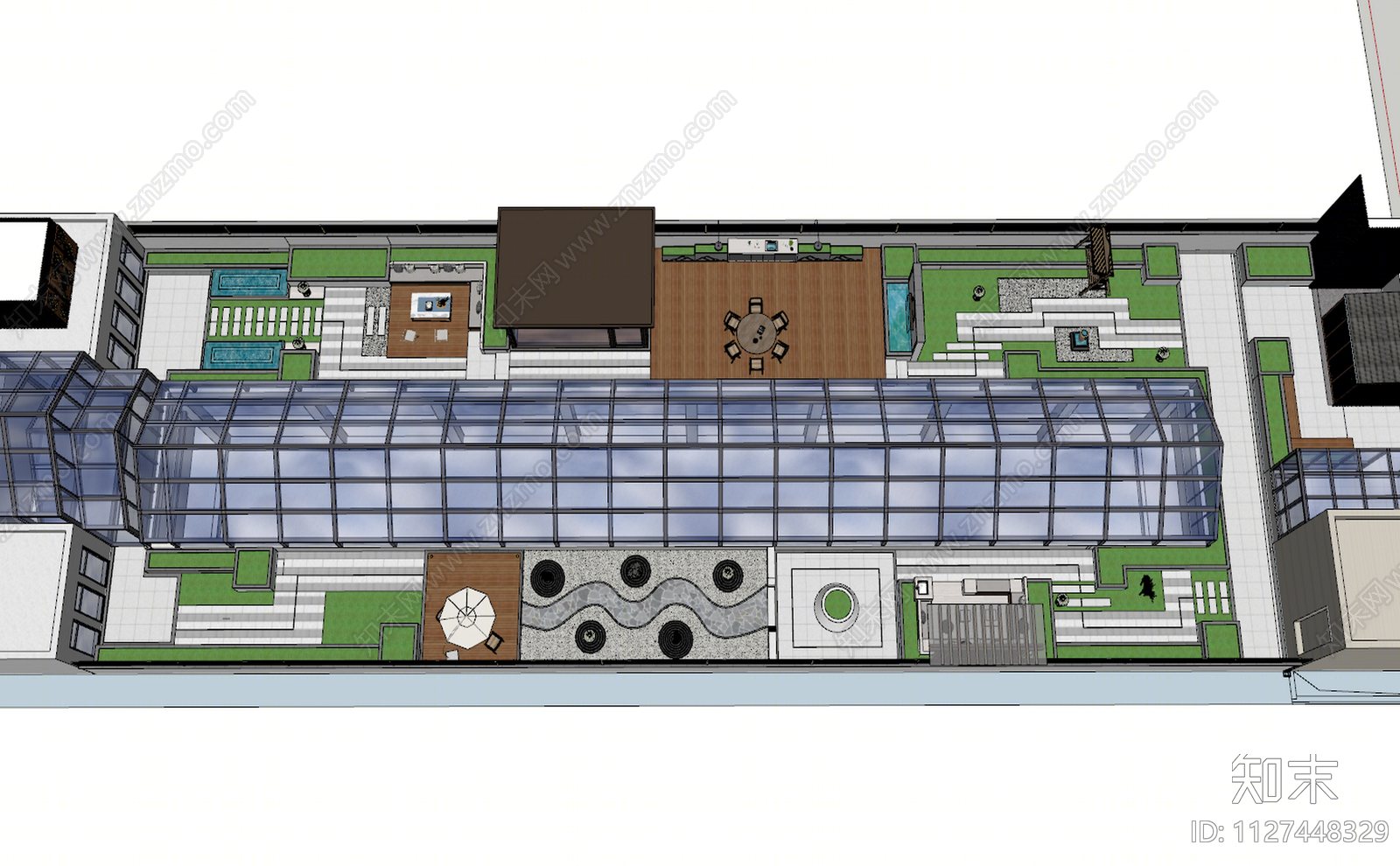 现代屋顶花园SU模型下载【ID:1127448329】