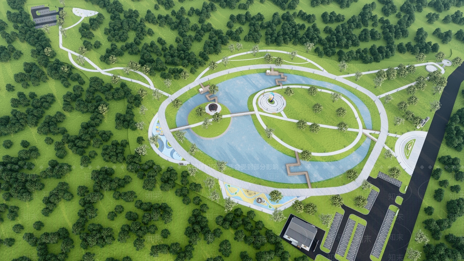 现代公园景观SU模型下载【ID:1127449682】
