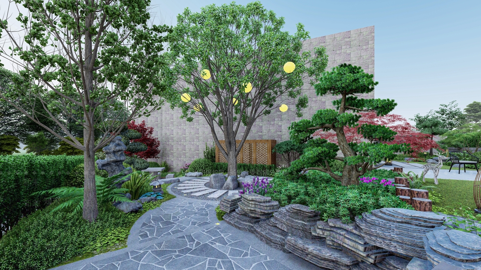 新中式乡村庭院SU模型下载【ID:1127449895】