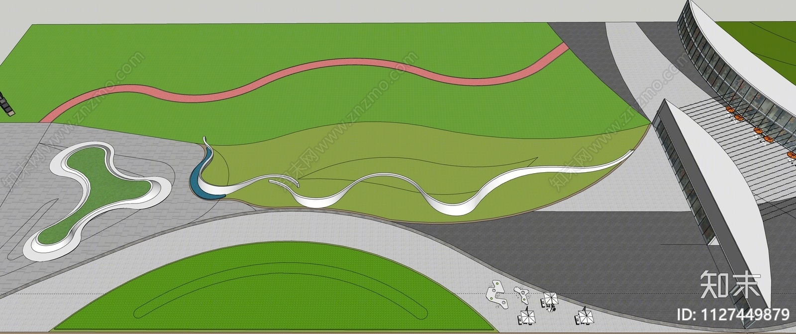 现代公园景观SU模型下载【ID:1127449879】