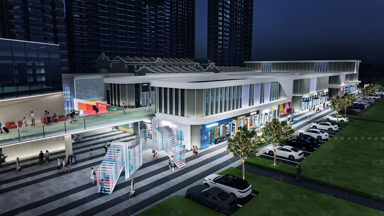 现代商业街SU模型下载【ID:1127452954】