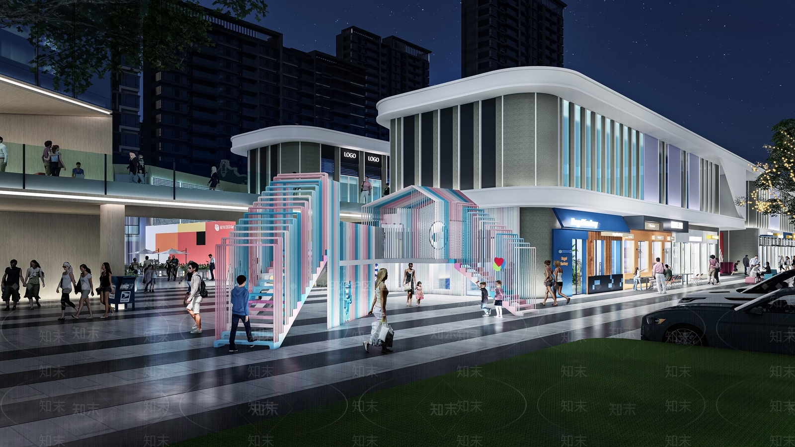 现代商业街SU模型下载【ID:1127452954】