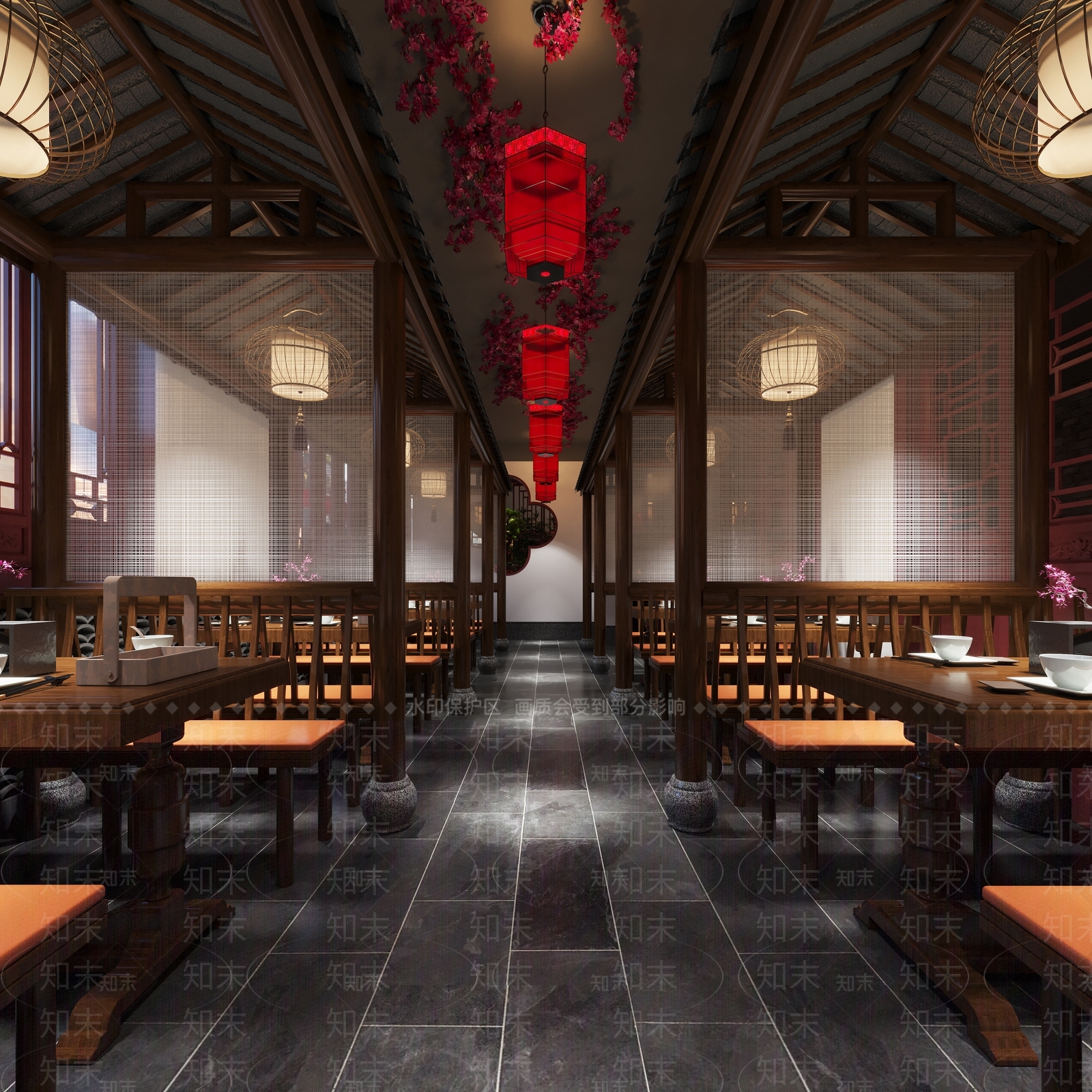 中式餐厅3D模型下载【ID:1127453791】_知末3d模型网