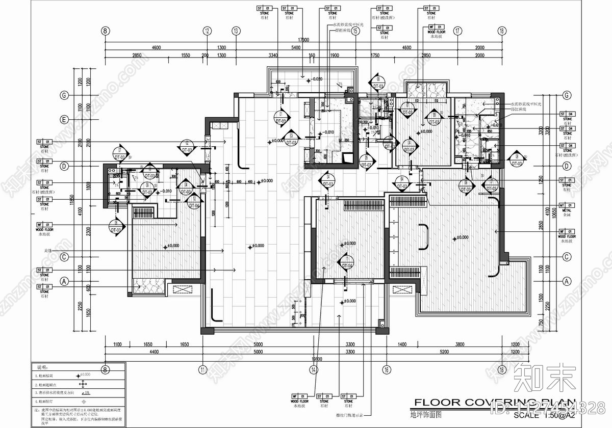 180㎡家装大平层cad施工图下载【ID:1127454328】