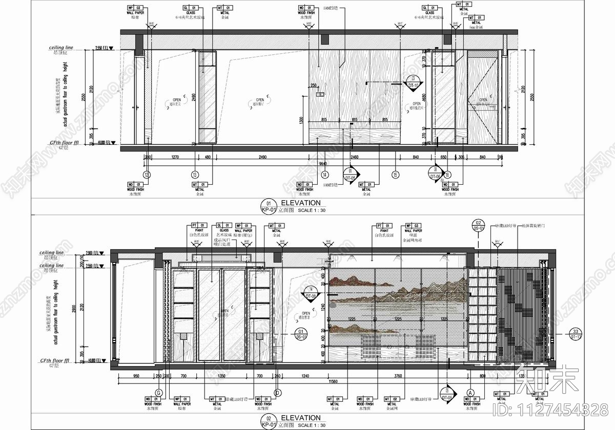 180㎡家装大平层cad施工图下载【ID:1127454328】