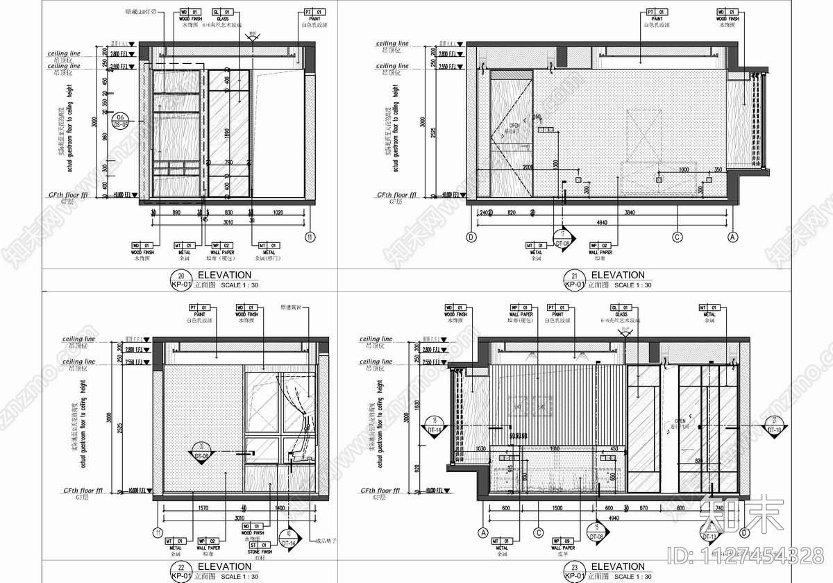 180㎡家装大平层cad施工图下载【ID:1127454328】