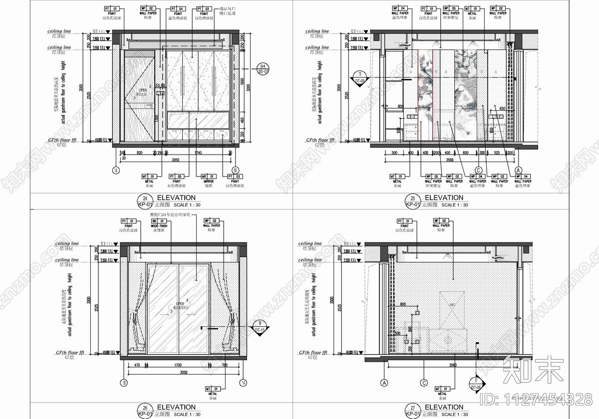 180㎡家装大平层cad施工图下载【ID:1127454328】