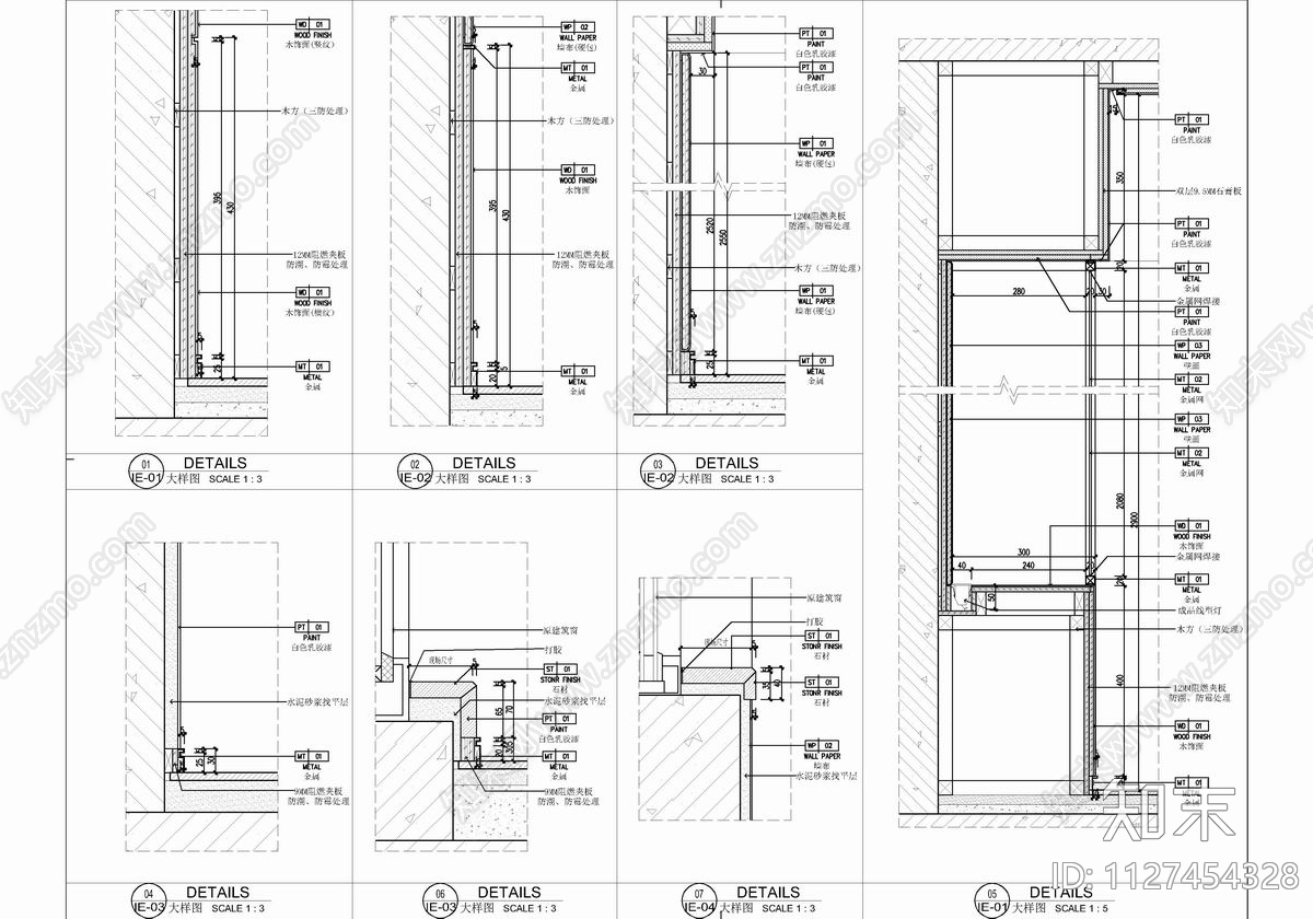 180㎡家装大平层cad施工图下载【ID:1127454328】