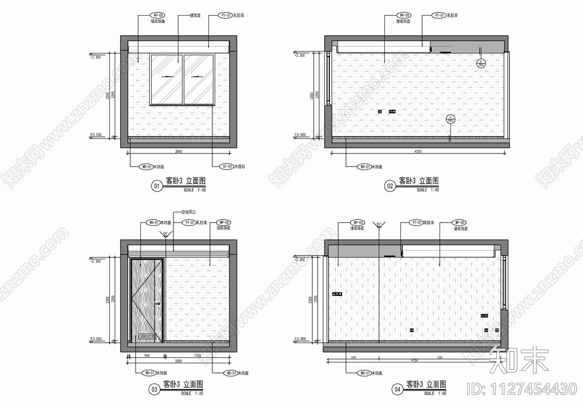 200㎡家装大平层cad施工图下载【ID:1127454430】