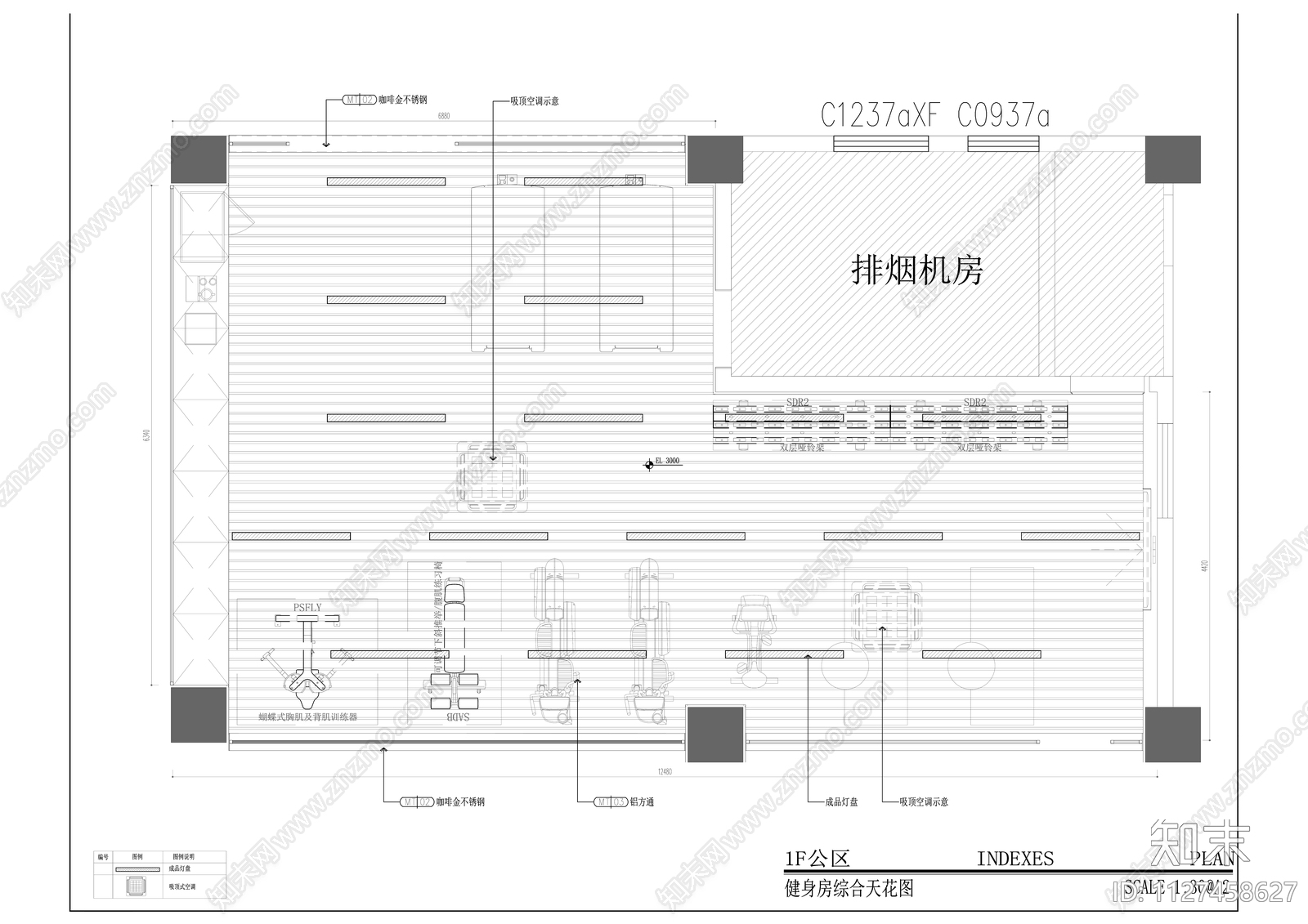 健身房cad施工图下载【ID:1127458627】