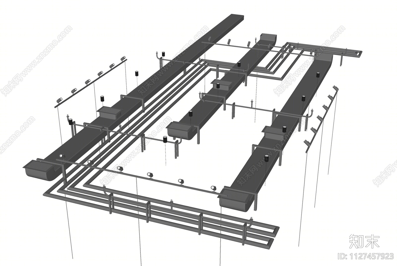 现代空调风管SU模型下载【ID:1127457923】