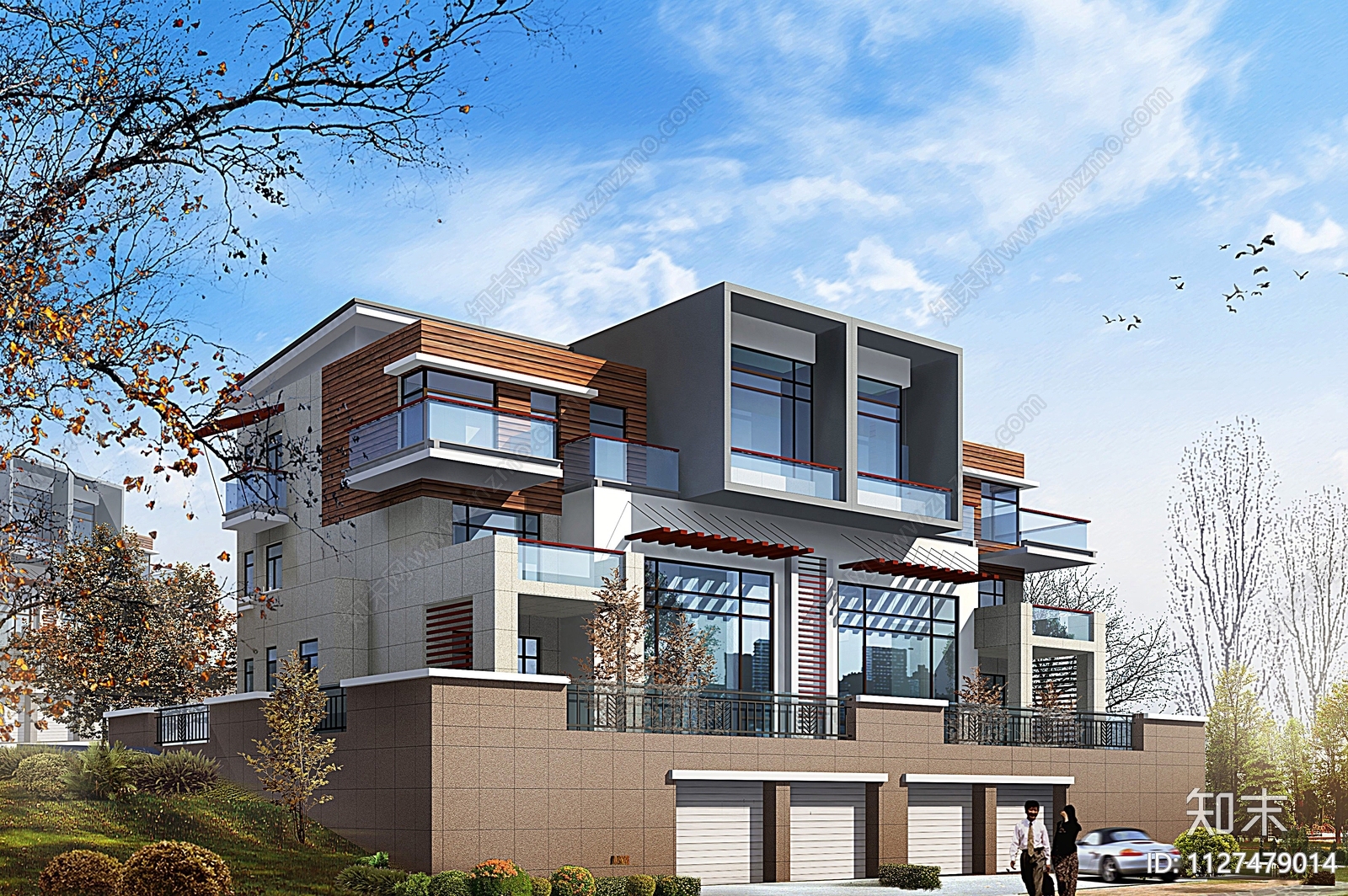 双拼别墅施工图下载【ID:1127479014】