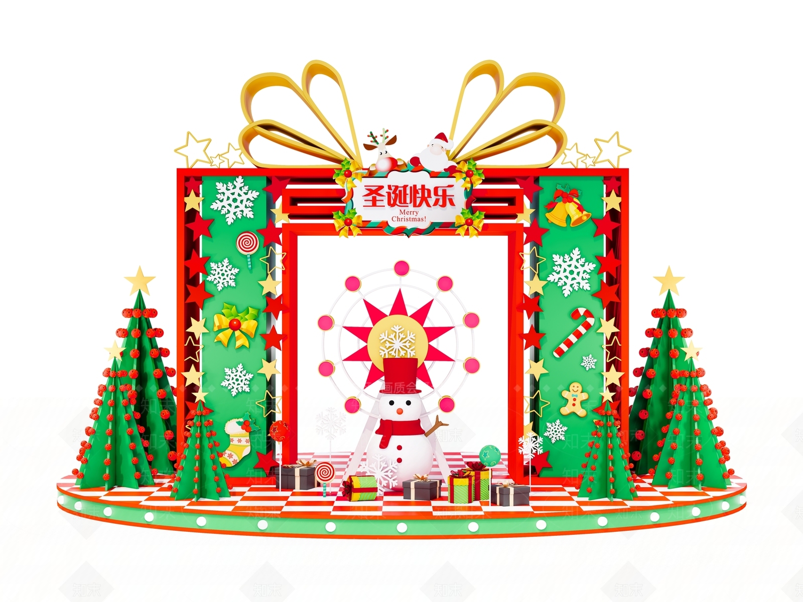 现代圣诞舞台场景美陈SU模型下载【ID:1127484468】