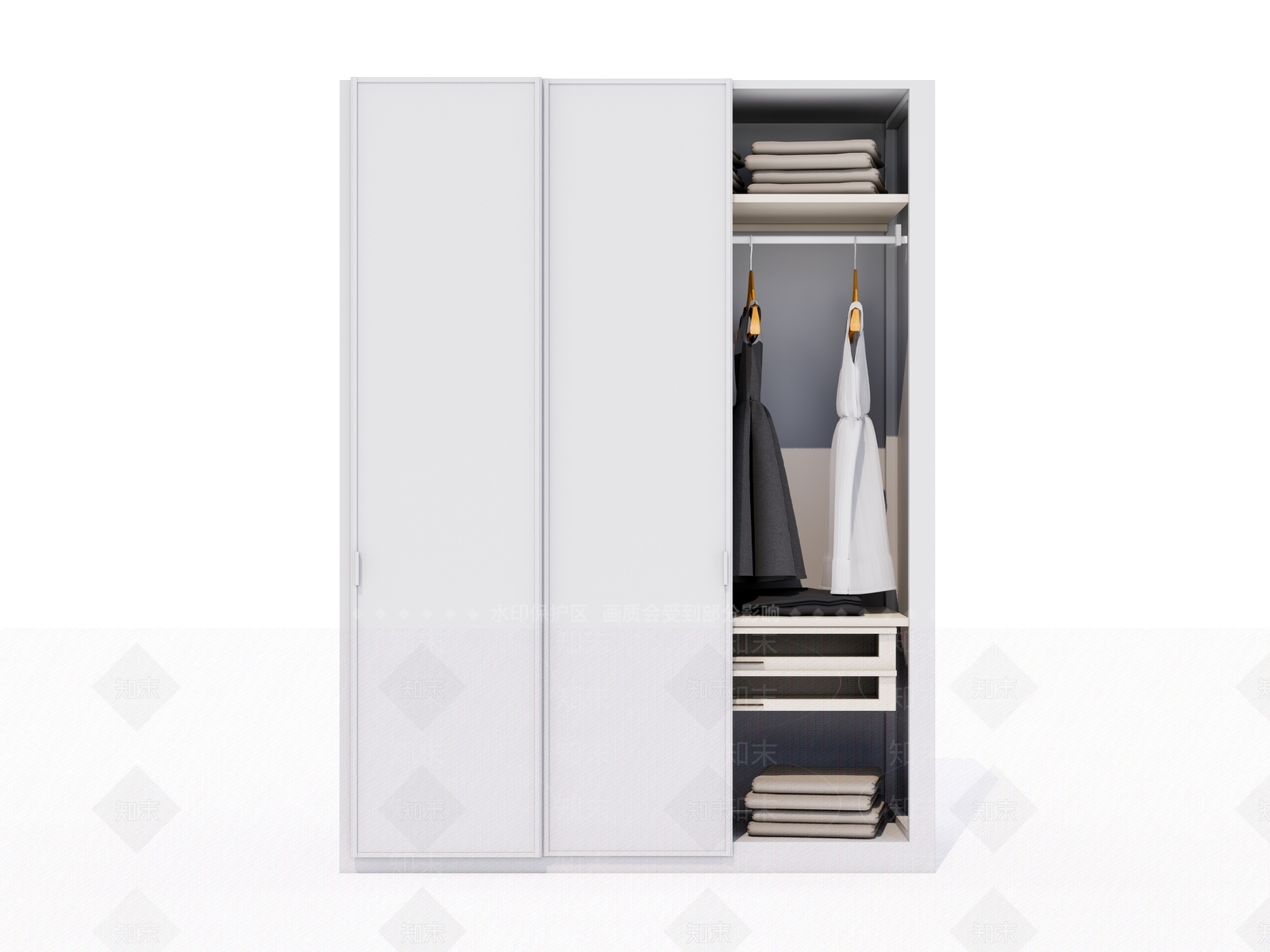 现代简约推拉门衣柜SU模型下载【ID:1127484640】
