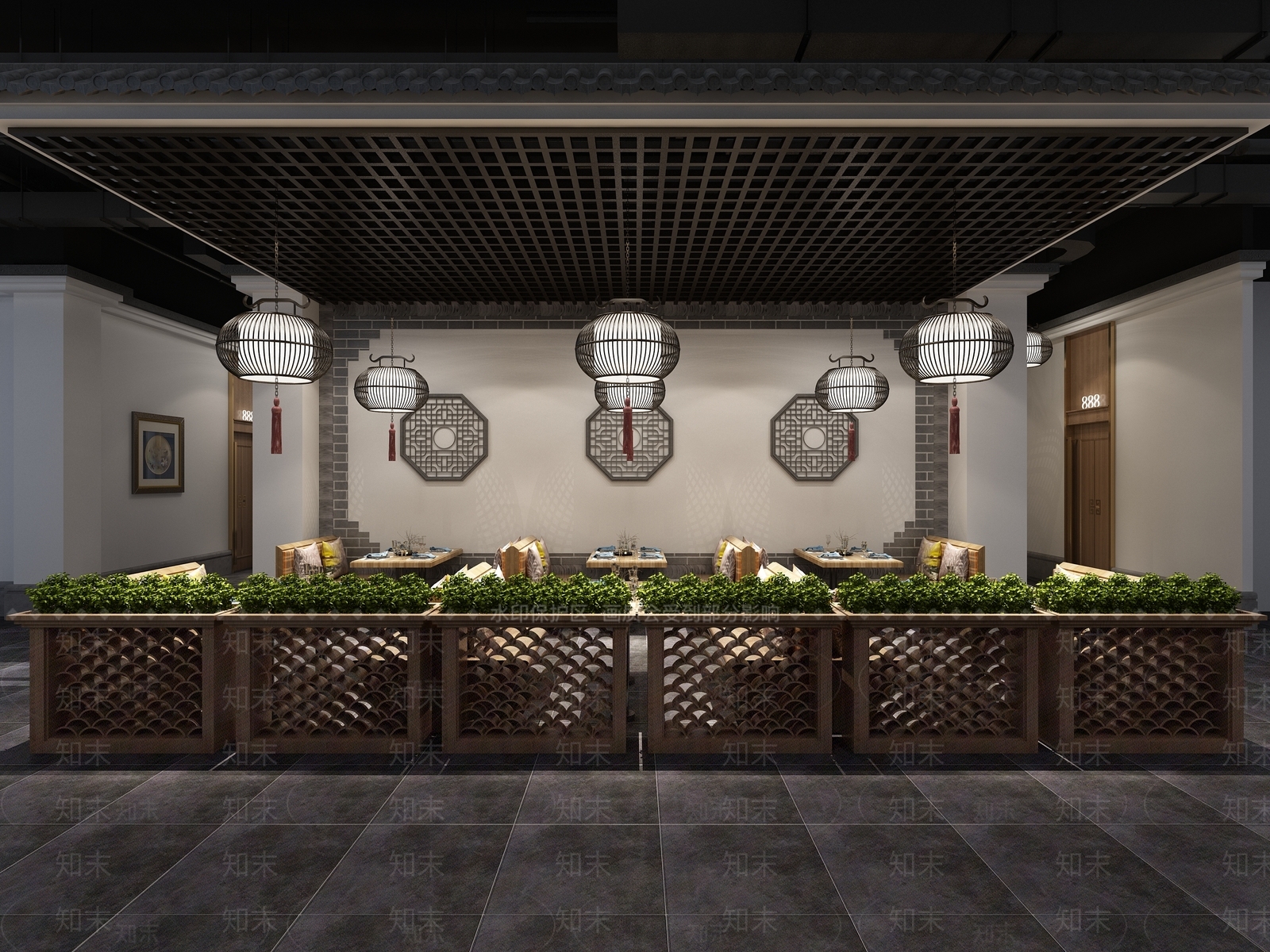 新中式中餐厅3D模型下载【ID:1127490628】_知末3d模型网