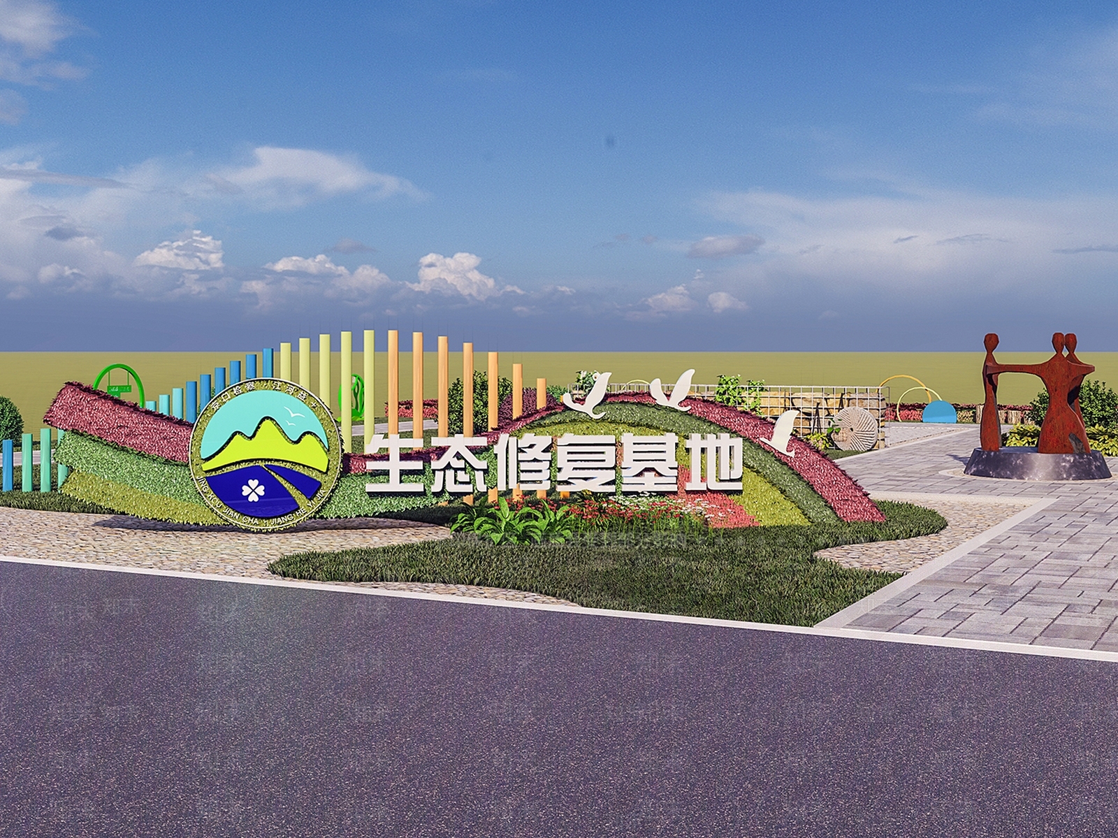 现代广场景观SU模型下载【ID:1127487664】