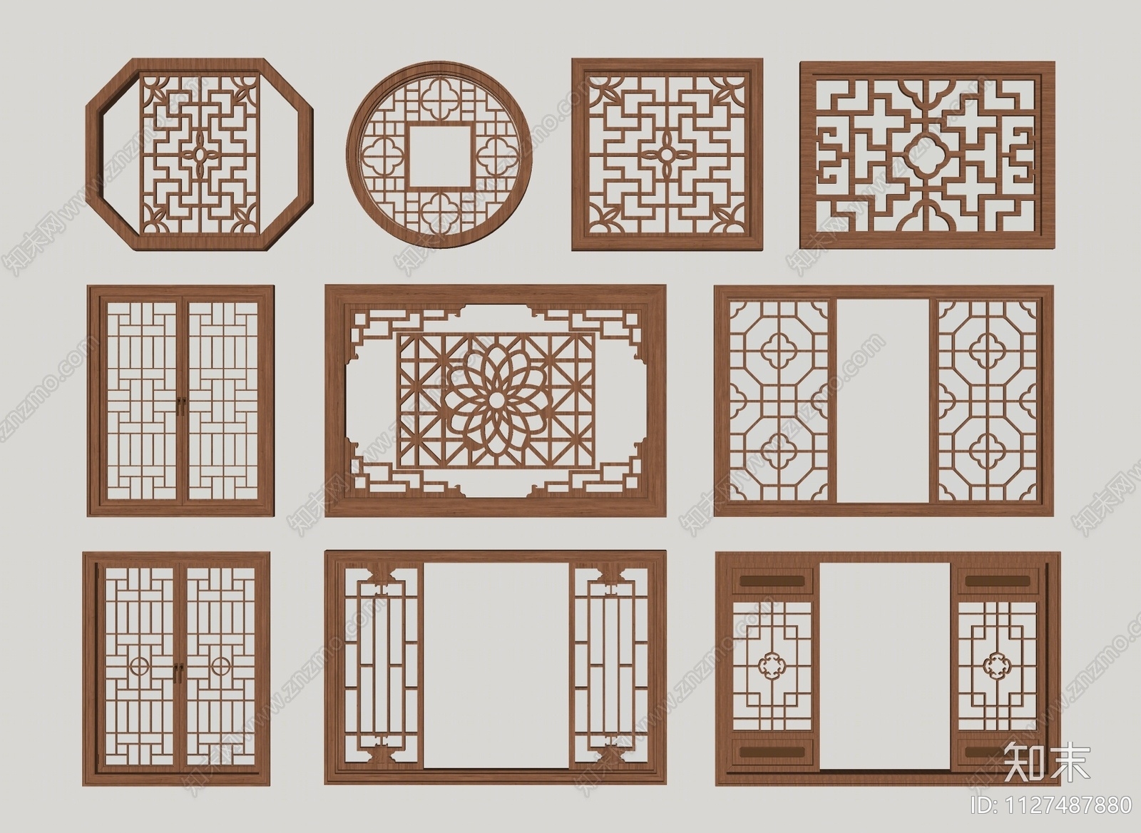 新中式镂花窗SU模型下载【ID:1127487880】
