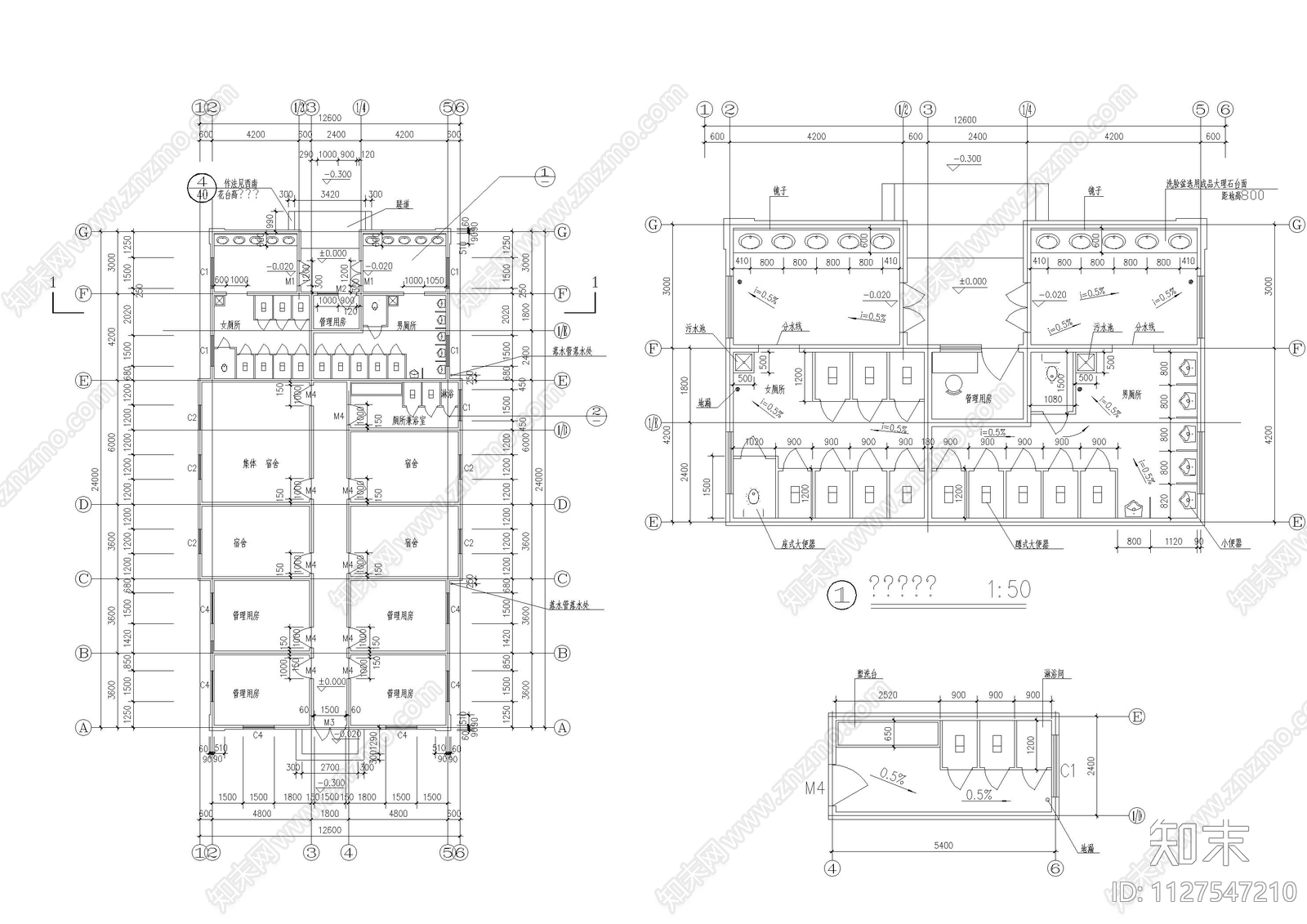 学校宿舍公共厕所建筑施工图下载【ID:1127547210】