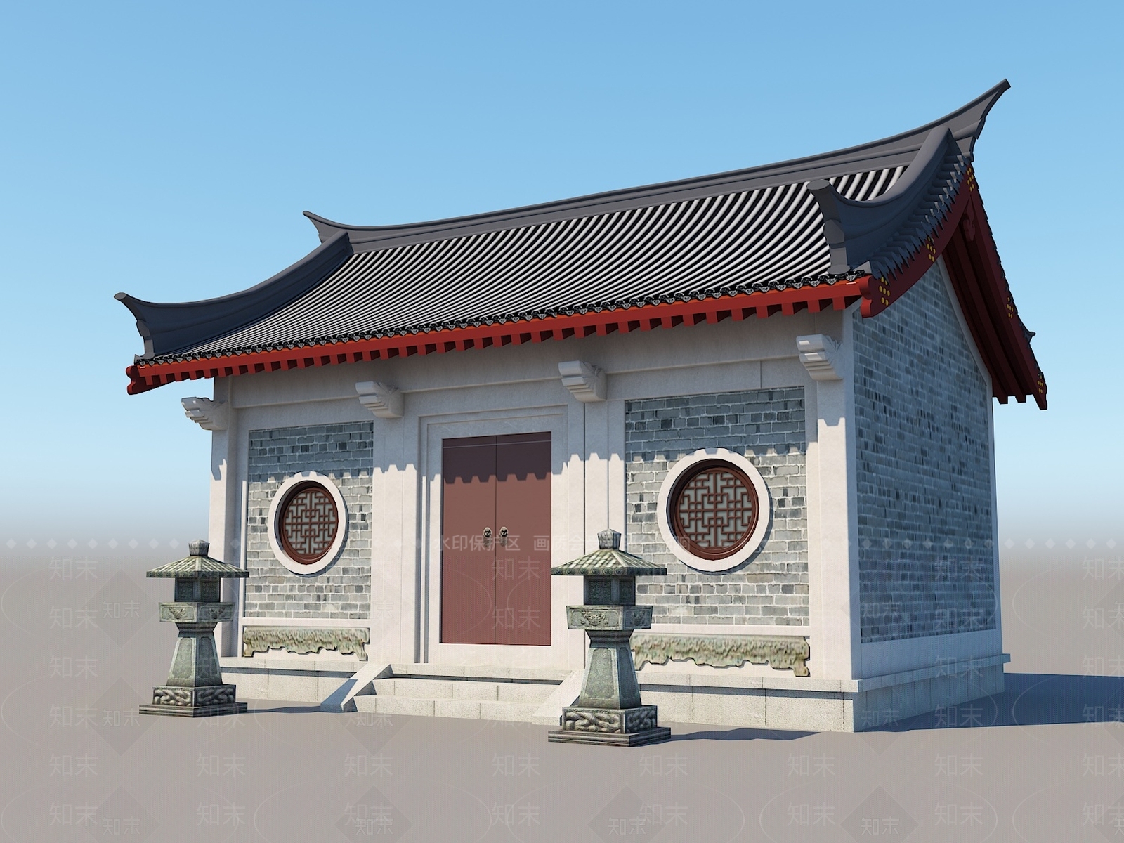 中式祠堂3D模型下载【ID:1127492047】