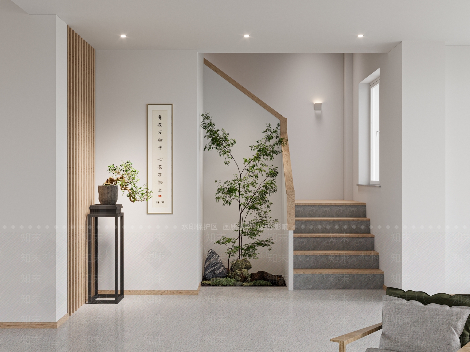 北欧原木楼梯间3D模型下载【ID:1127494733】