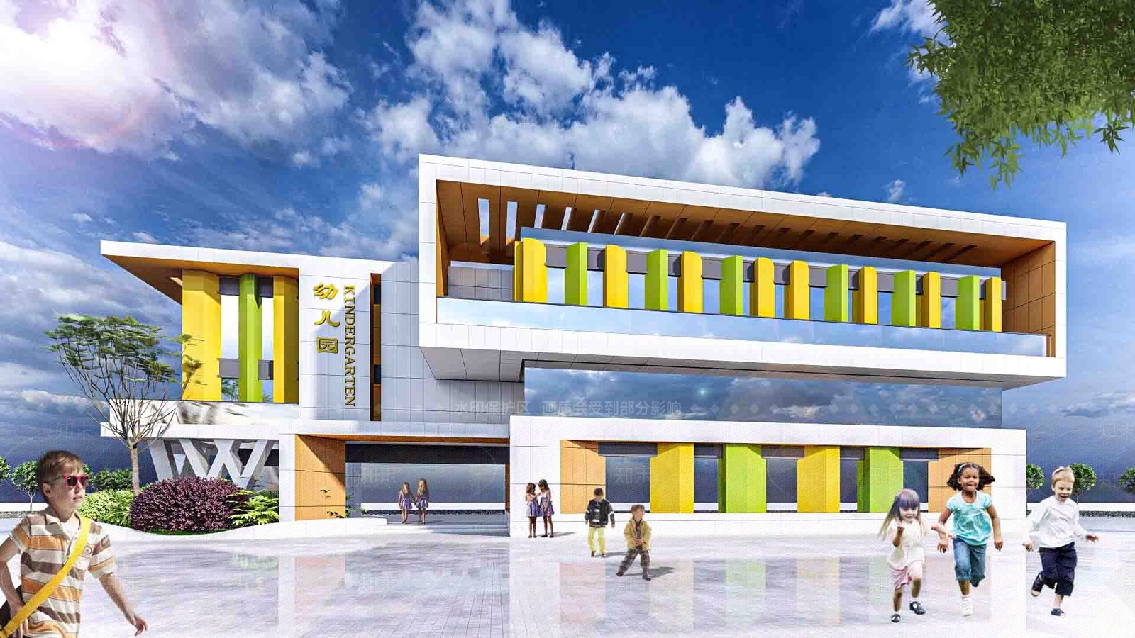现代幼儿园建筑SU模型下载【ID:1127499218】