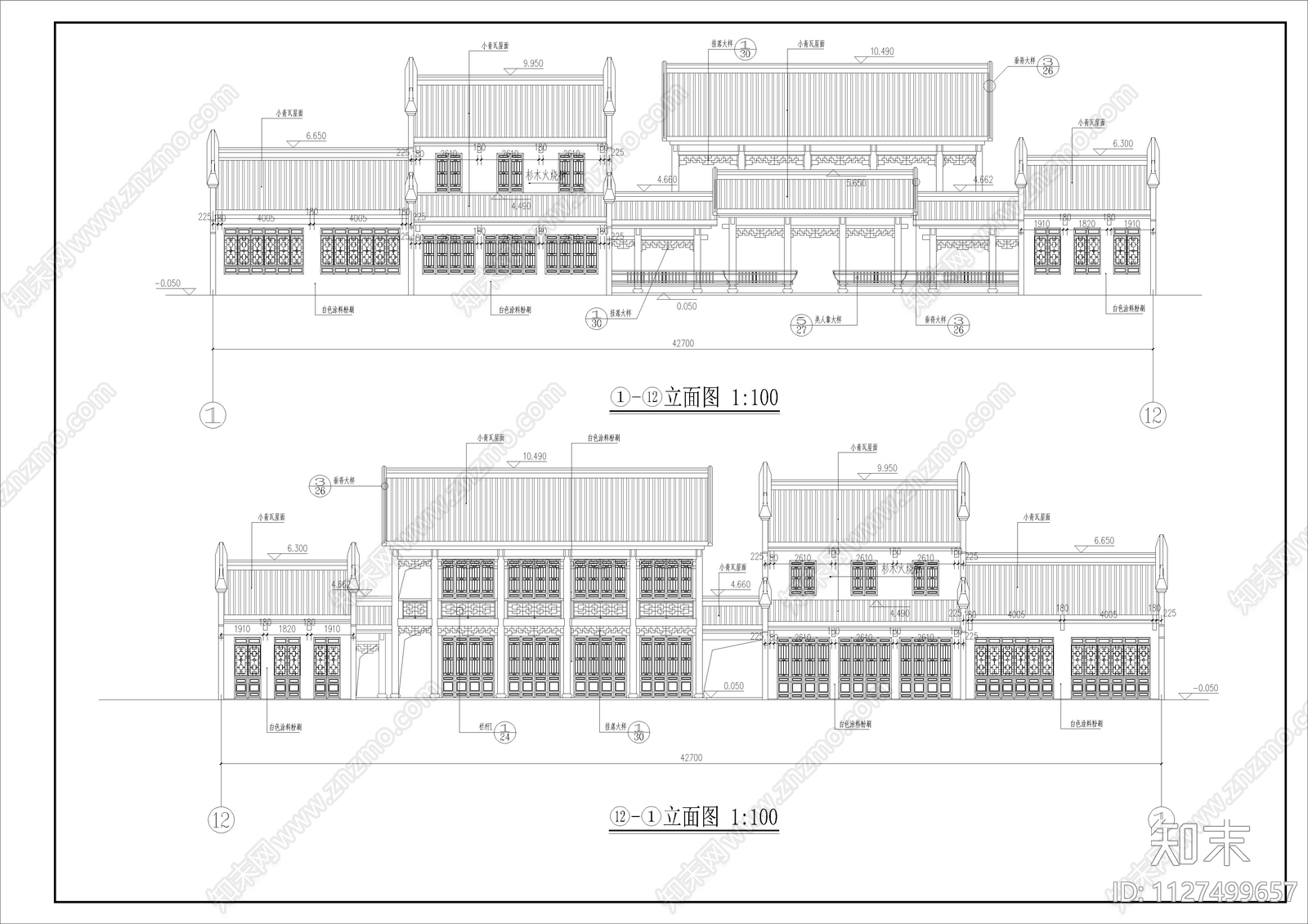 民俗文化长廊全套建筑图施工图下载【ID:1127499657】