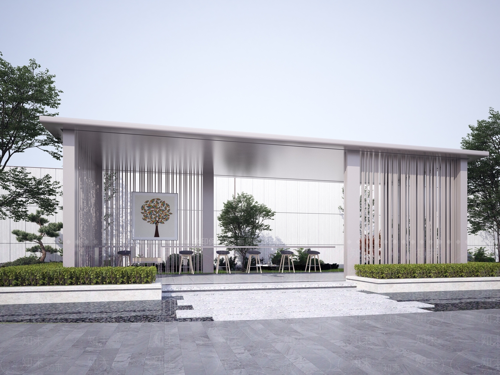 现代廊架3D模型下载【ID:1127501428】