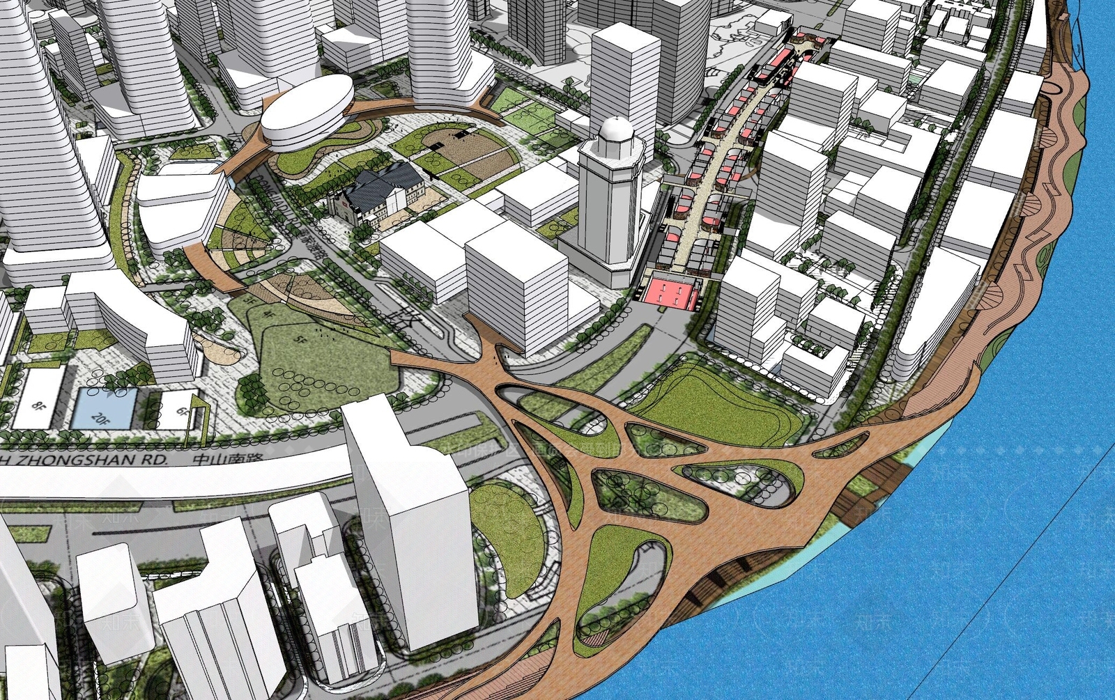 现代城市规划简模SU模型下载【ID:1127505465】