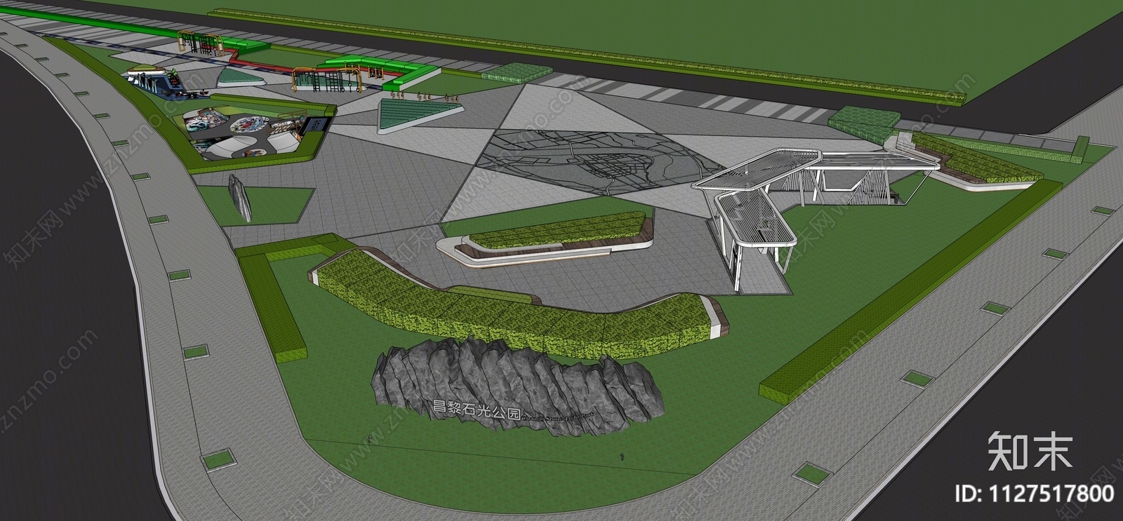 现代公园景观SU模型下载【ID:1127517800】