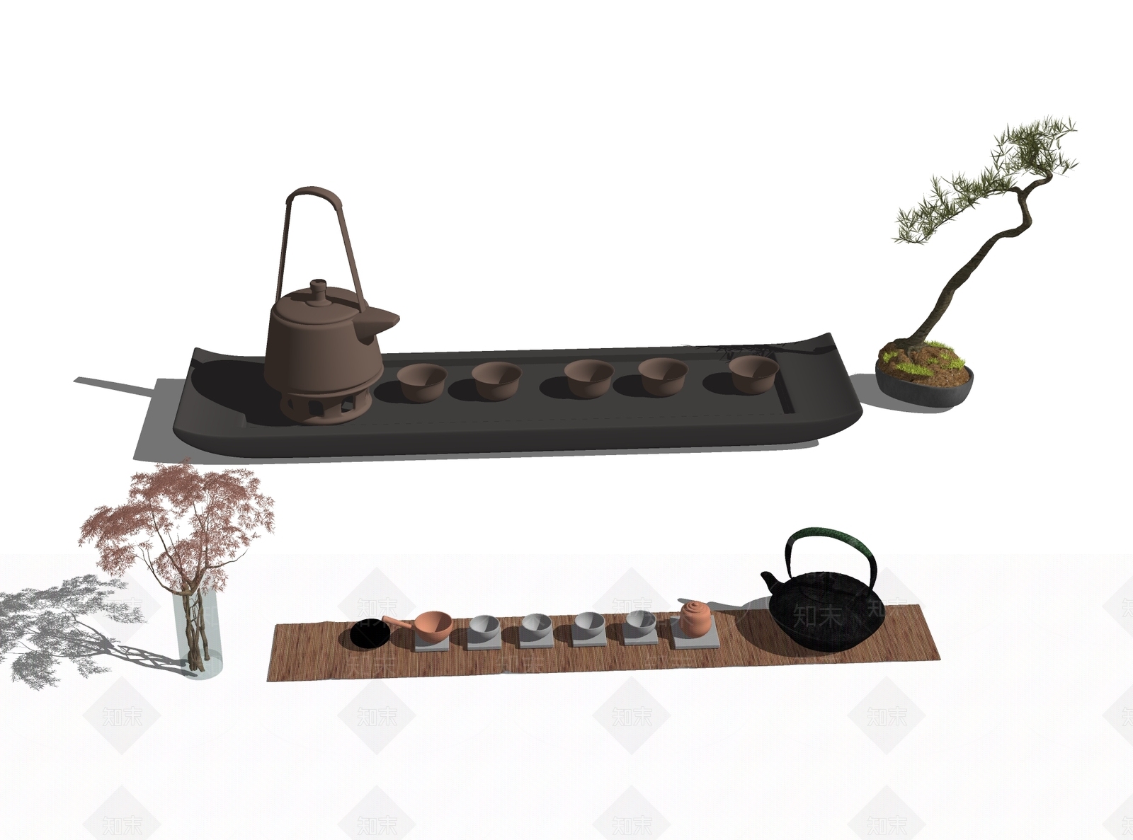 新中式茶具SU模型下载【ID:1127521554】