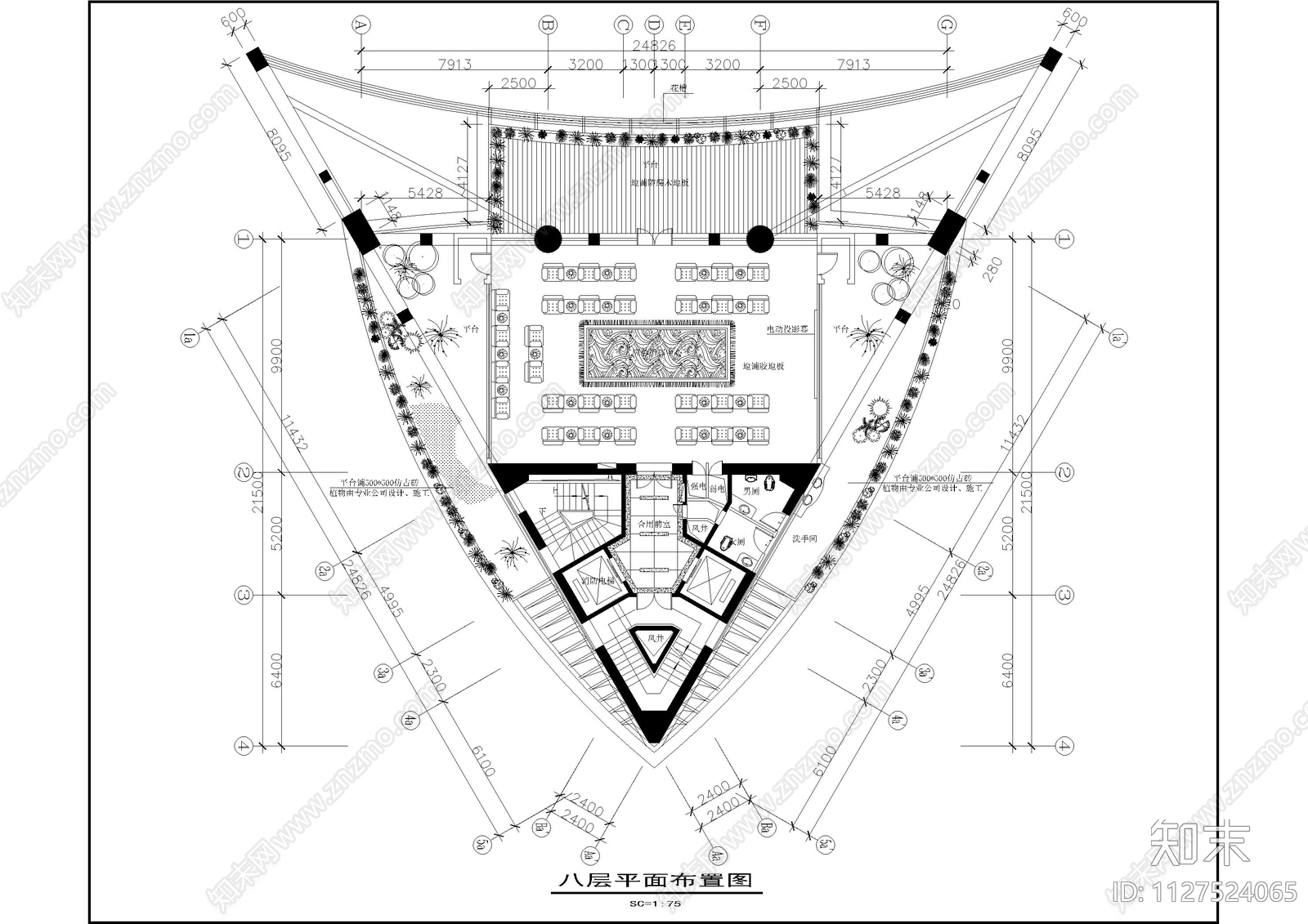 深圳气象局工程部办公楼cad施工图下载【ID:1127524065】