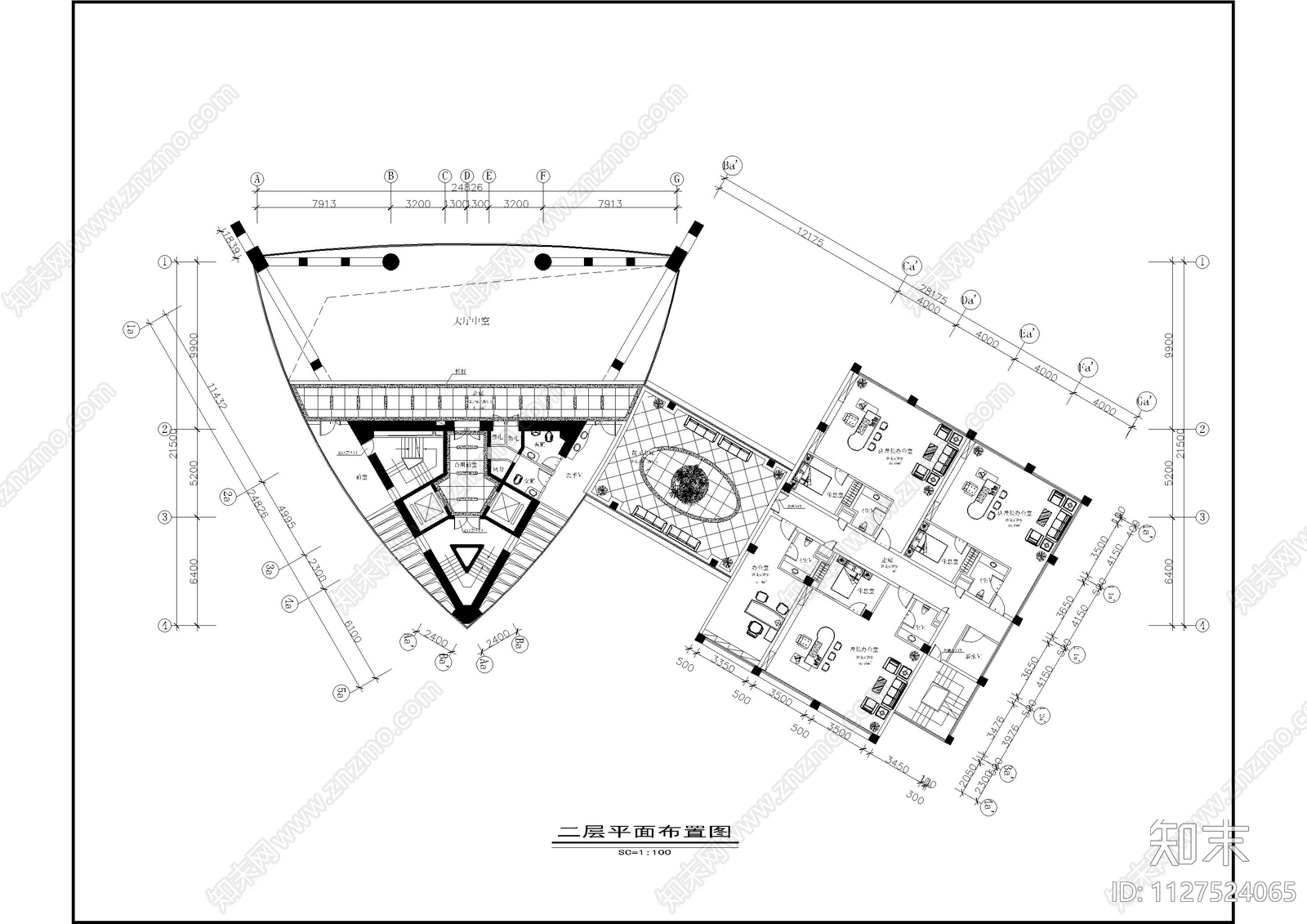 深圳气象局工程部办公楼cad施工图下载【ID:1127524065】