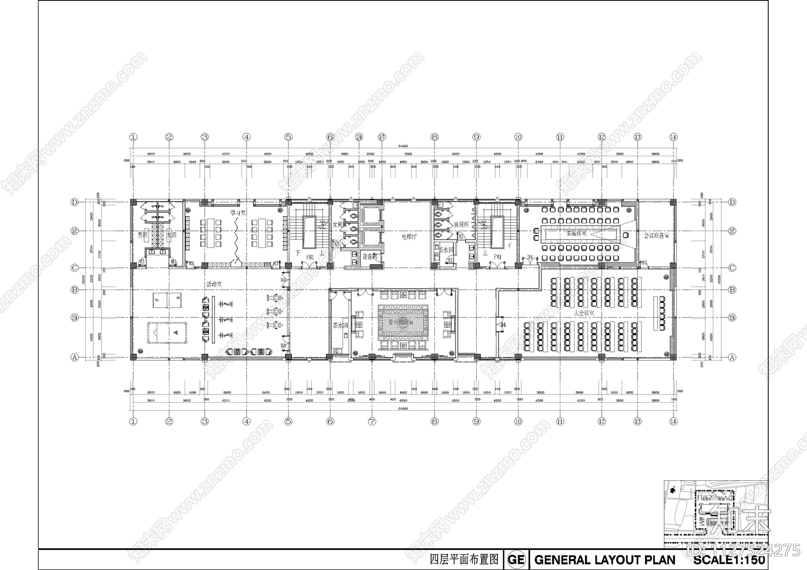 浏河镇财税局办公平面cad施工图下载【ID:1127524275】