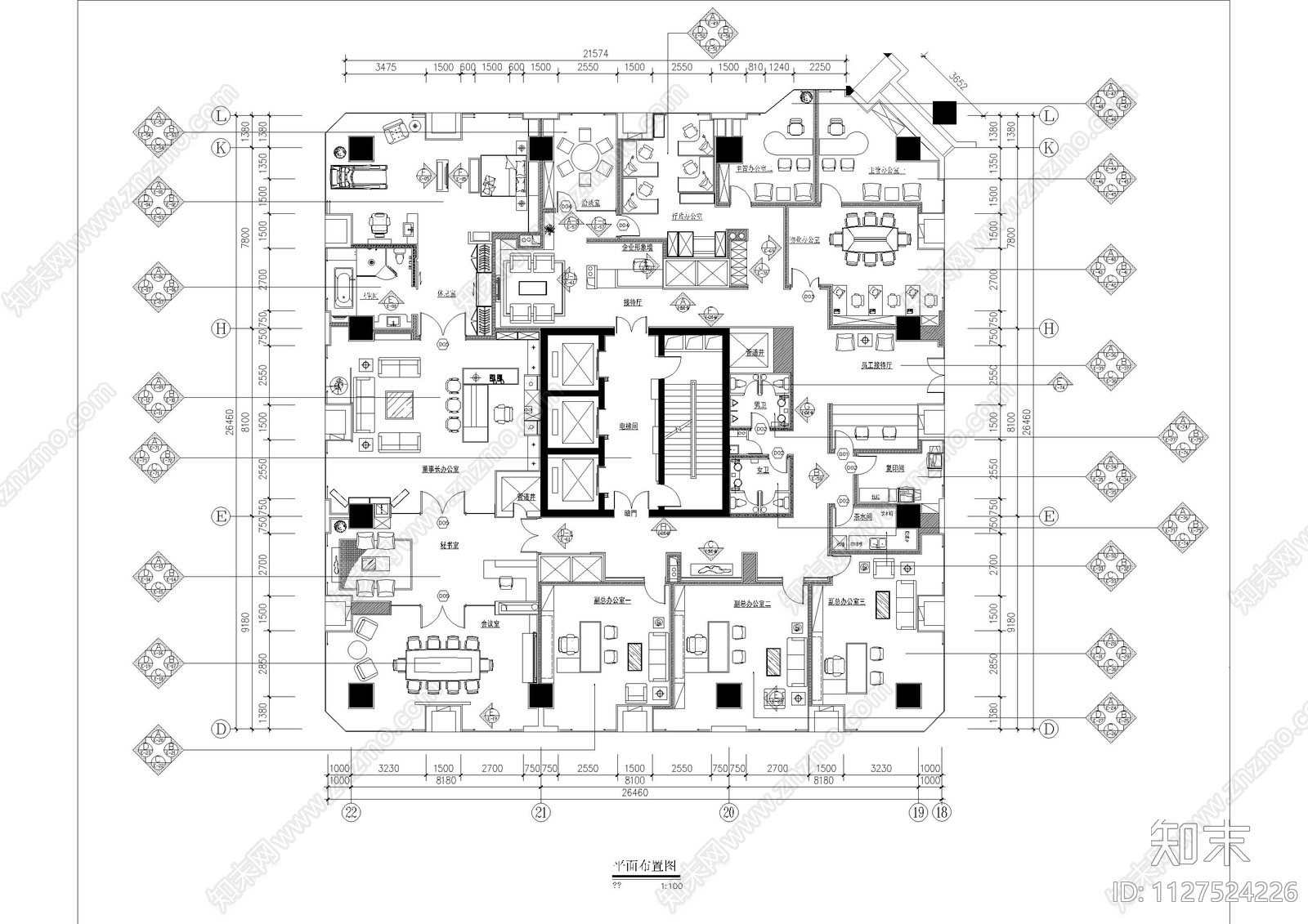 西安富力地产办公平面cad施工图下载【ID:1127524226】