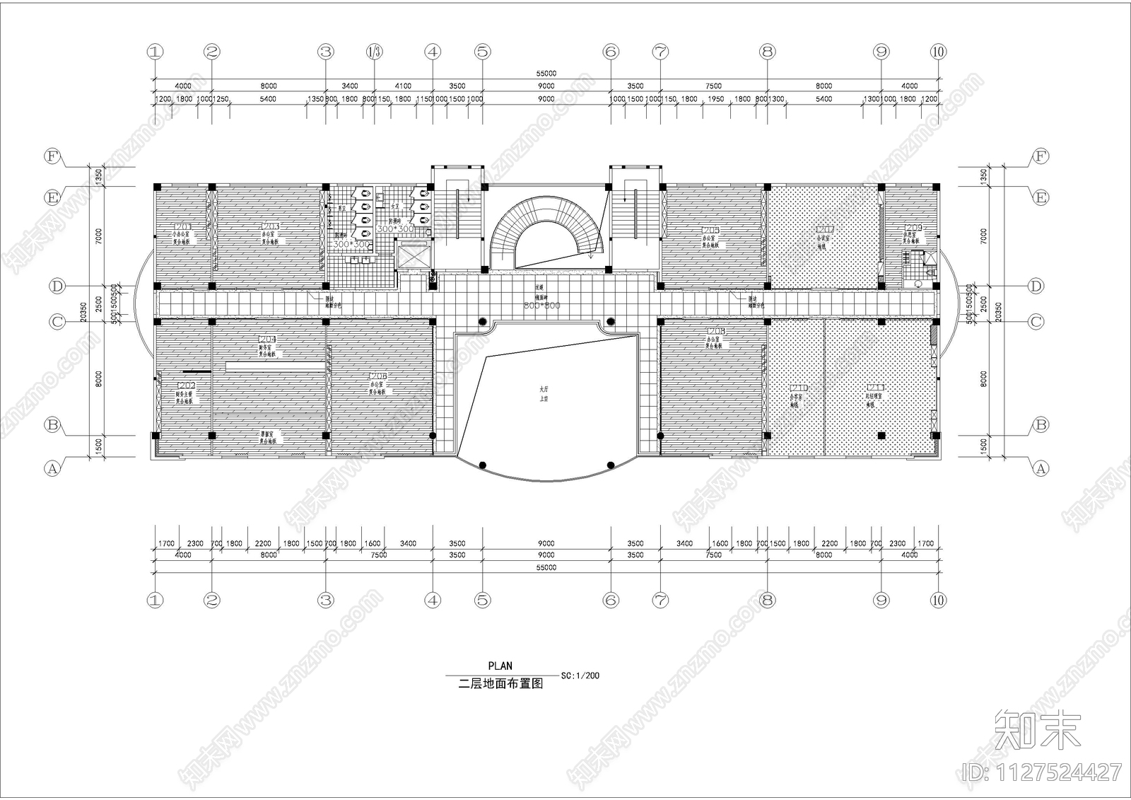 镇江办公空间平面cad施工图下载【ID:1127524427】