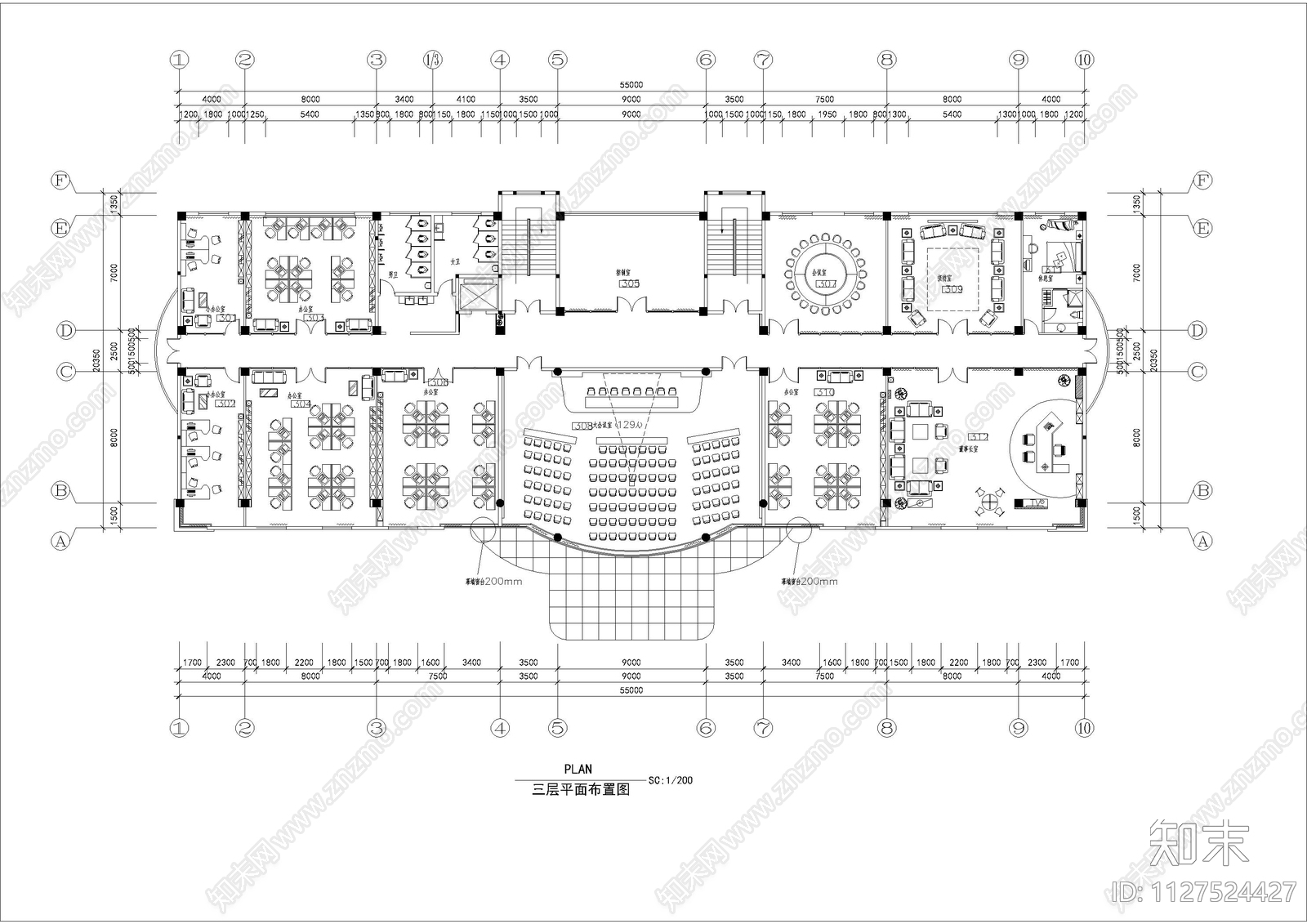 镇江办公空间平面cad施工图下载【ID:1127524427】