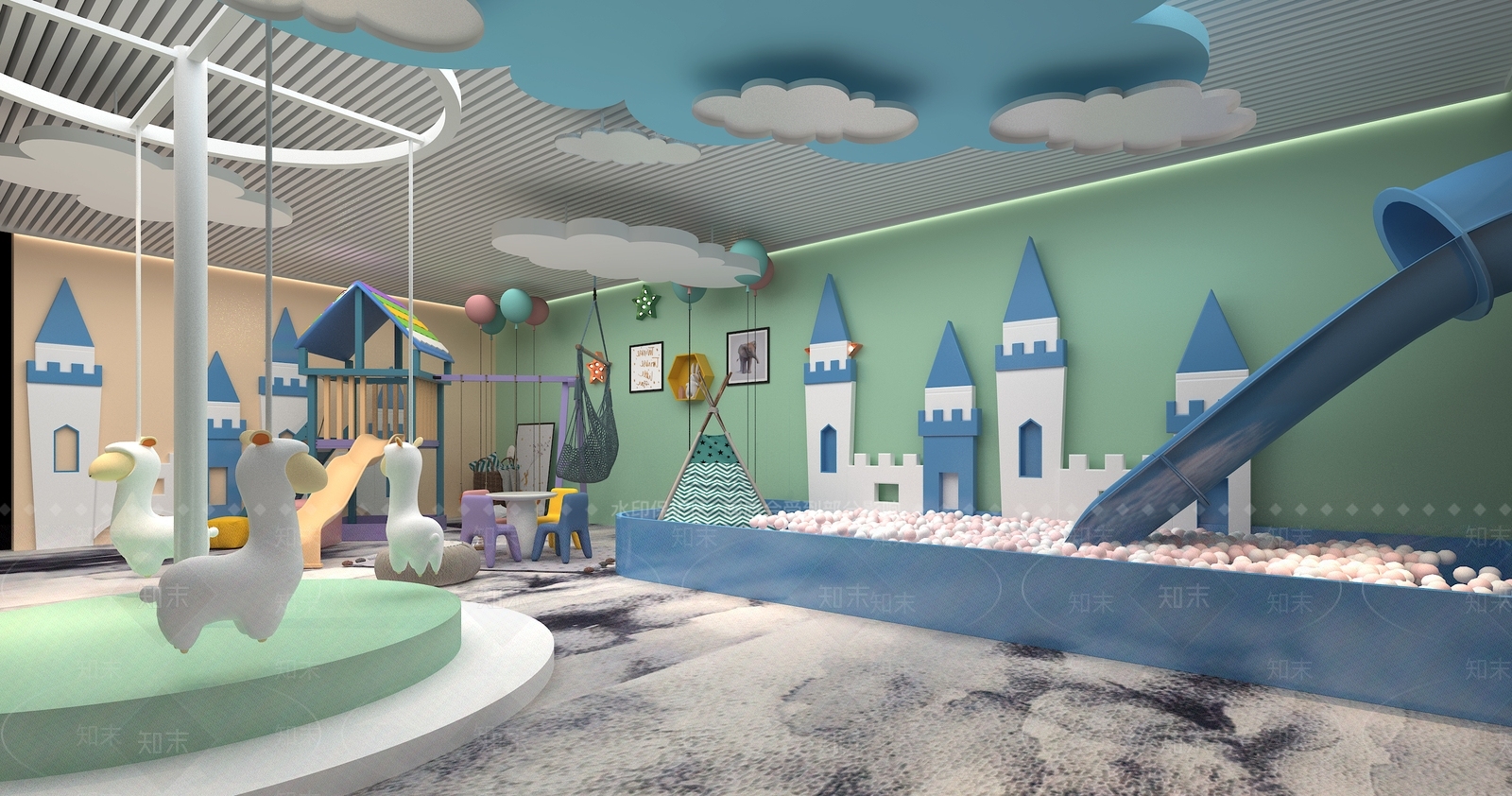 现代儿童游乐场3D模型下载【ID:1127528640】