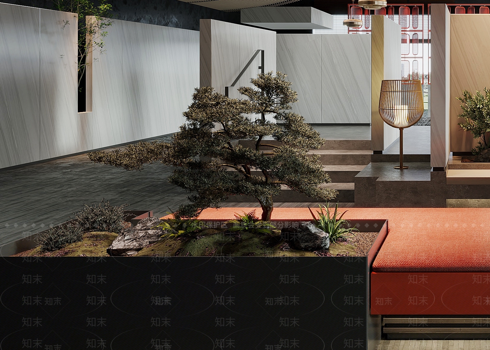 HDC蜂鸟设计现代火锅店等候区3D模型下载【ID:1127529738】