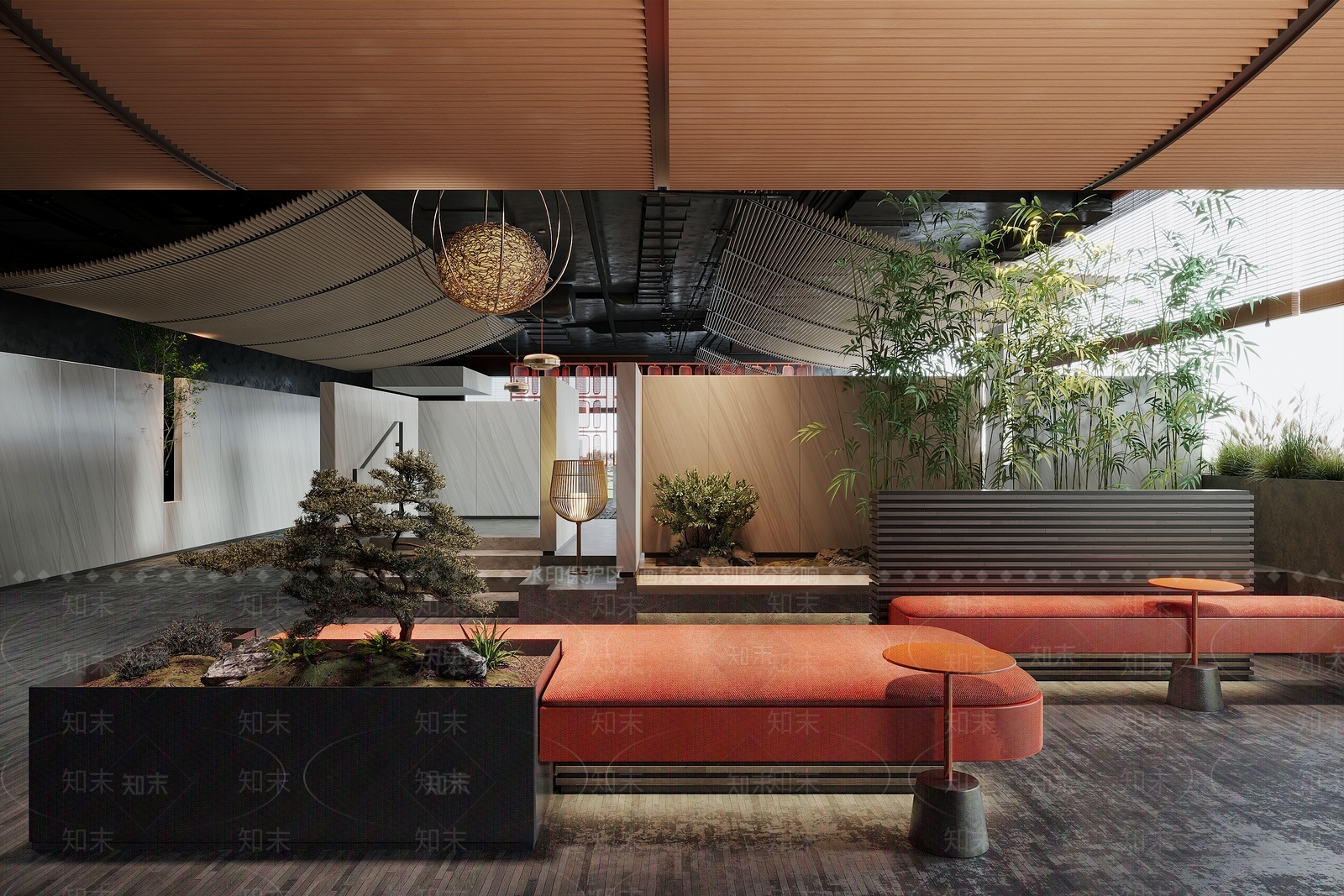 HDC蜂鸟设计现代火锅店等候区3D模型下载【ID:1127529738】