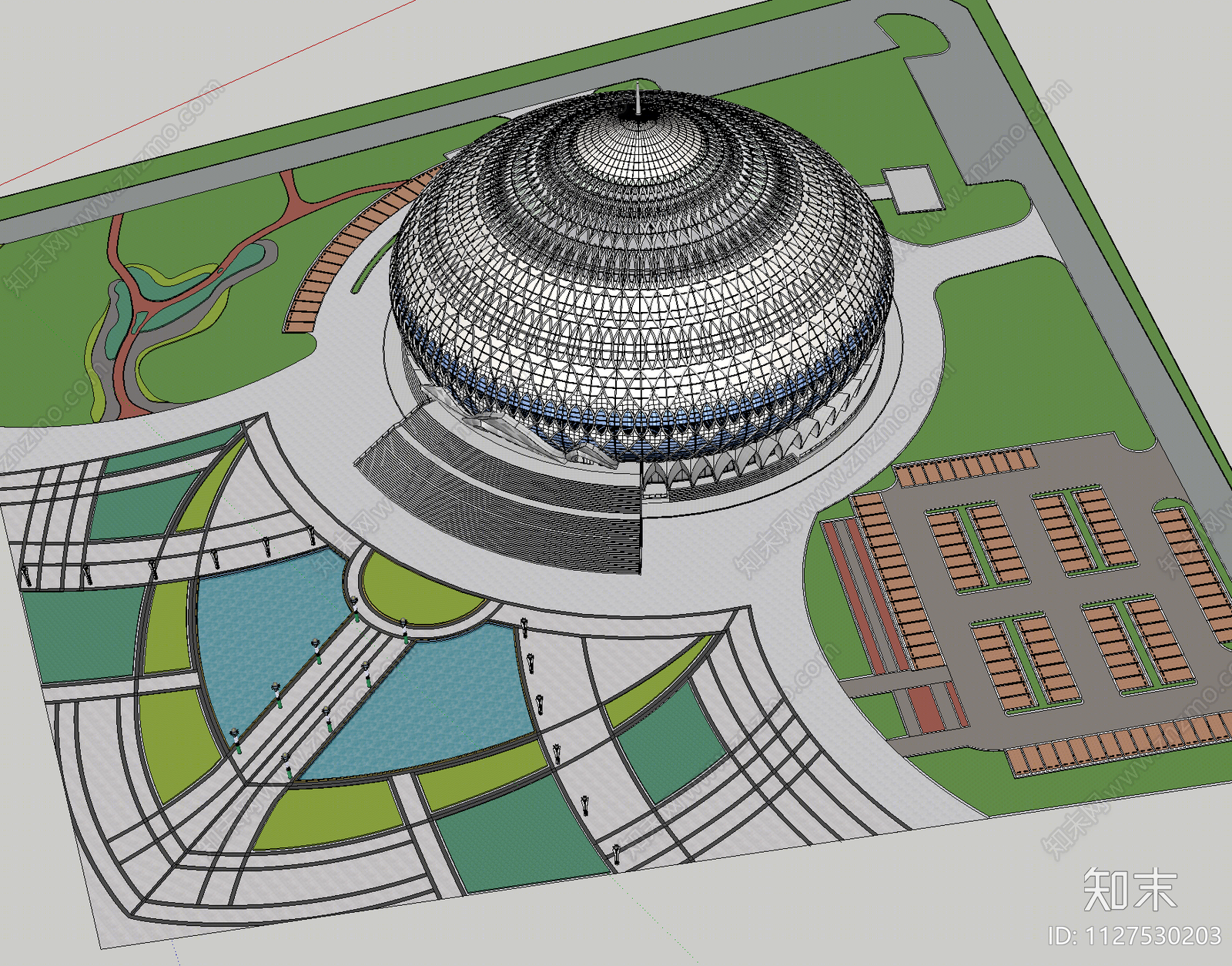 现代剧院建筑SU模型下载【ID:1127530203】