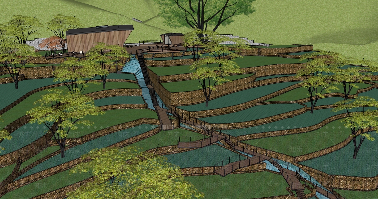 现代公园景观SU模型下载【ID:1127535191】