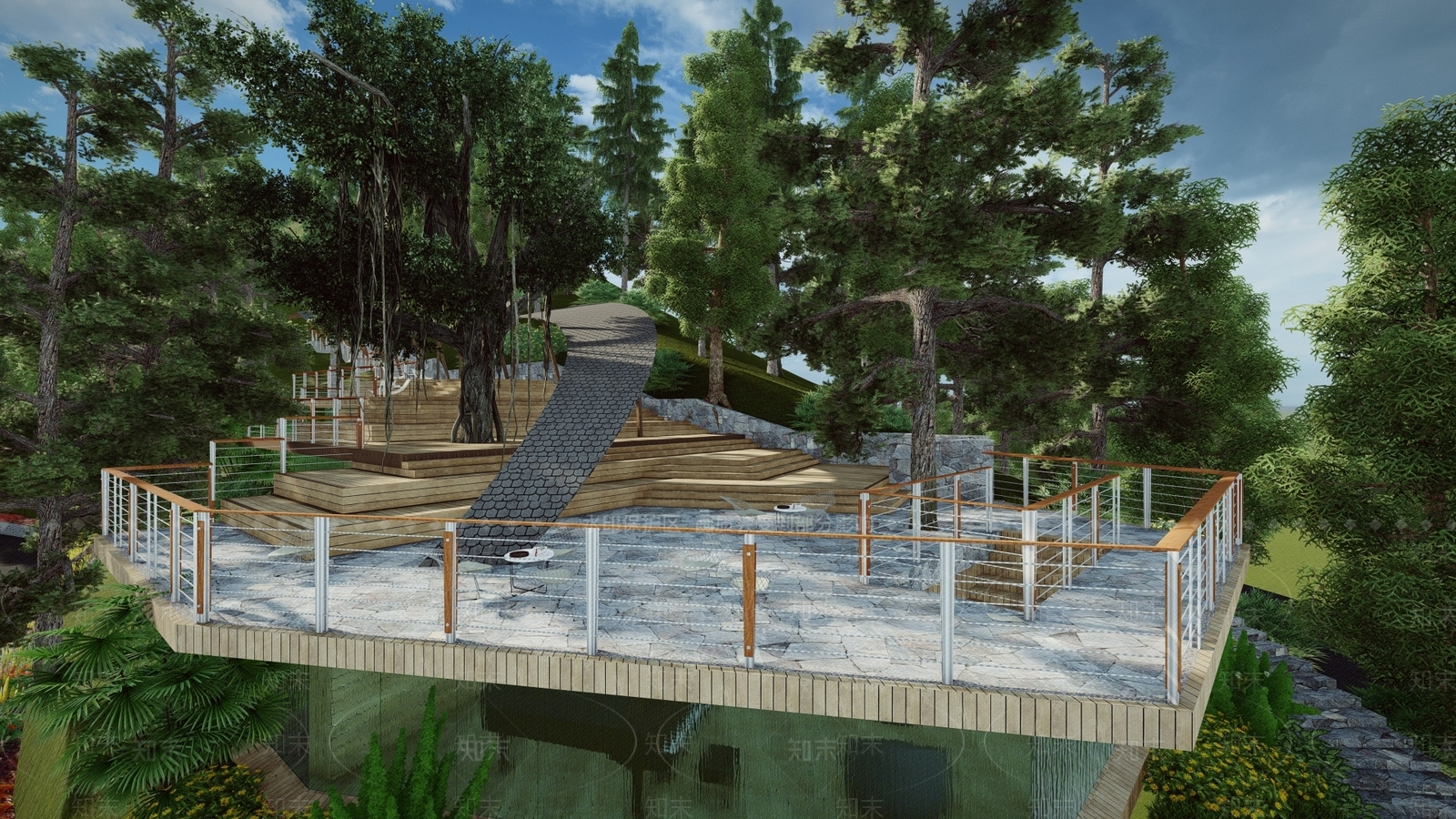 现代公园景观SU模型下载【ID:1127535413】
