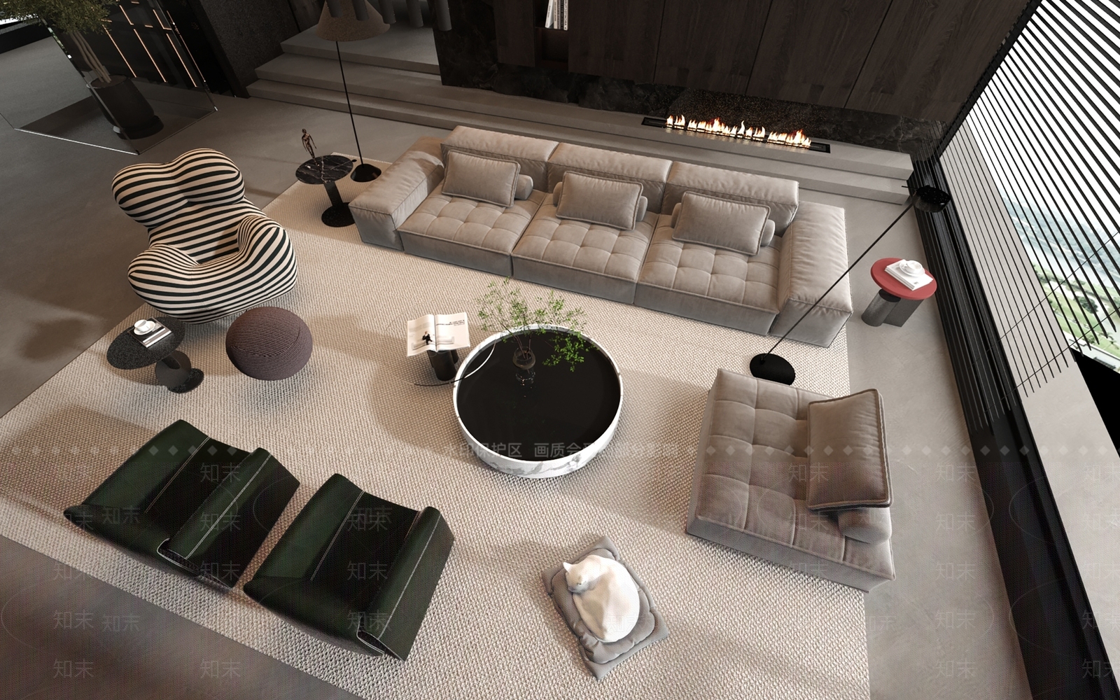 Minotti现代沙发茶几组合3D模型下载【ID:1127536618】_知末3d模型网