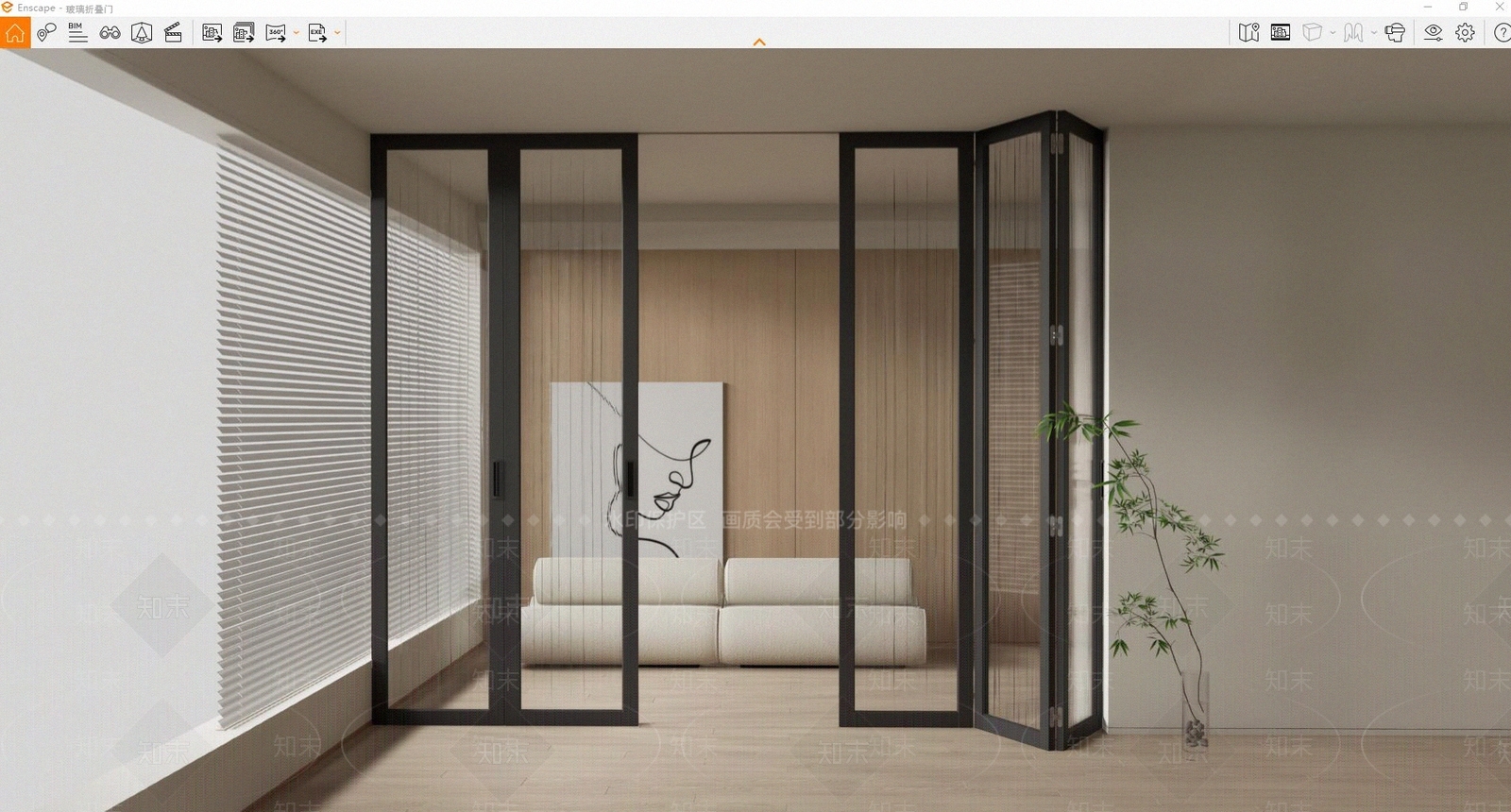 现代玻璃折叠门SU模型下载【ID:1127544184】