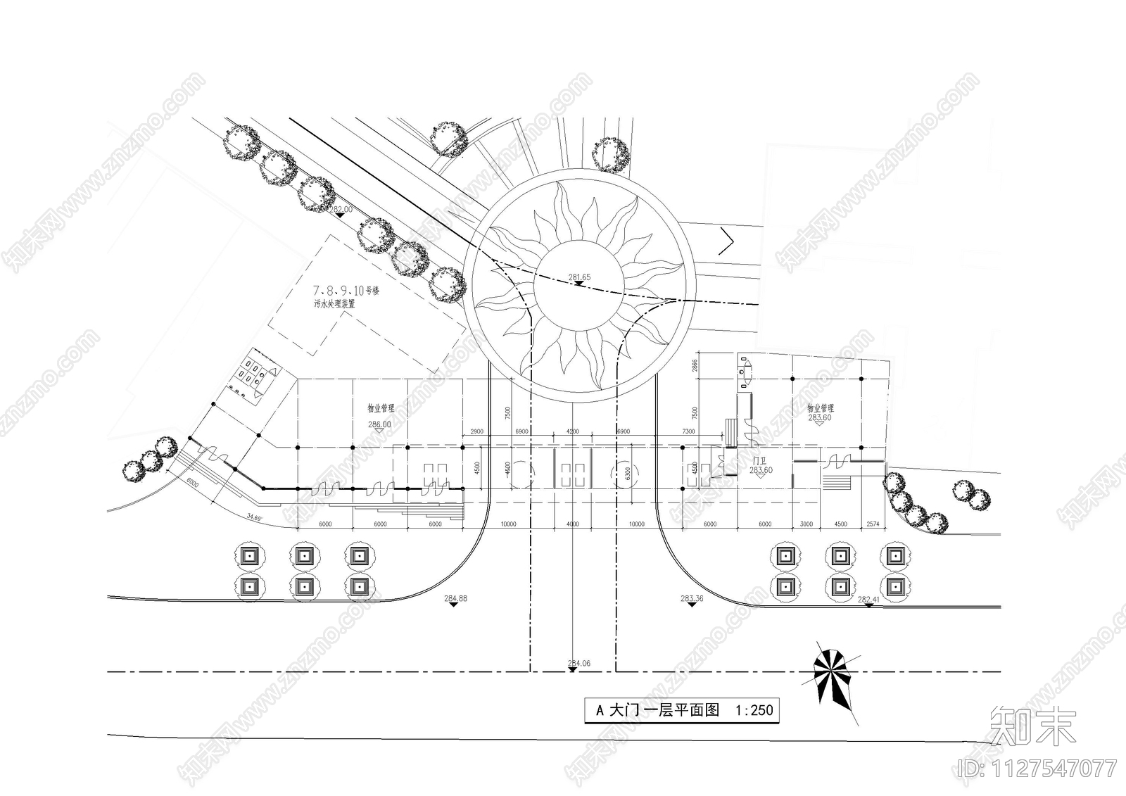 入口大门大样图施工图下载【ID:1127547077】