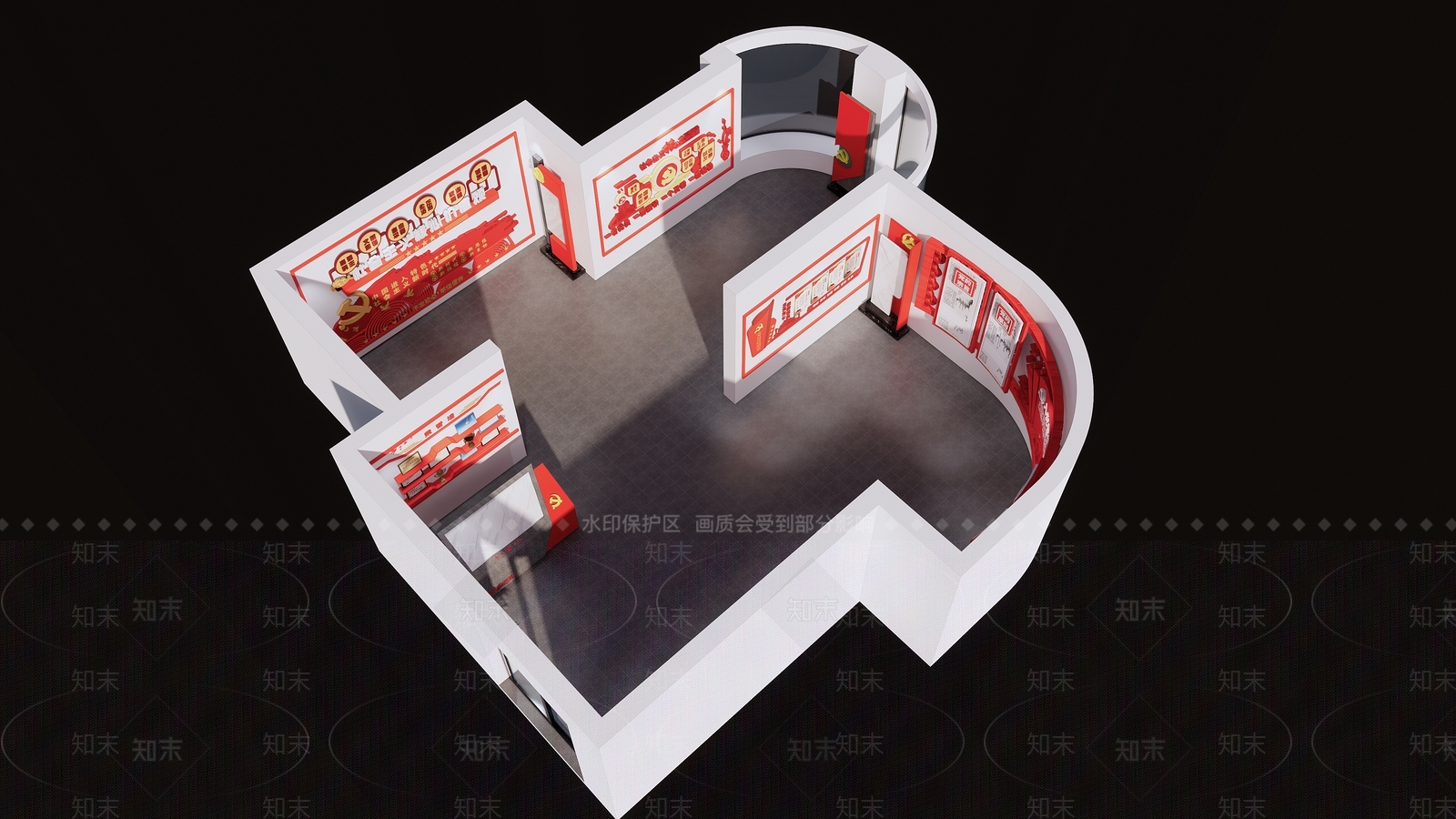 现代党建展厅SU模型下载【ID:1127547997】