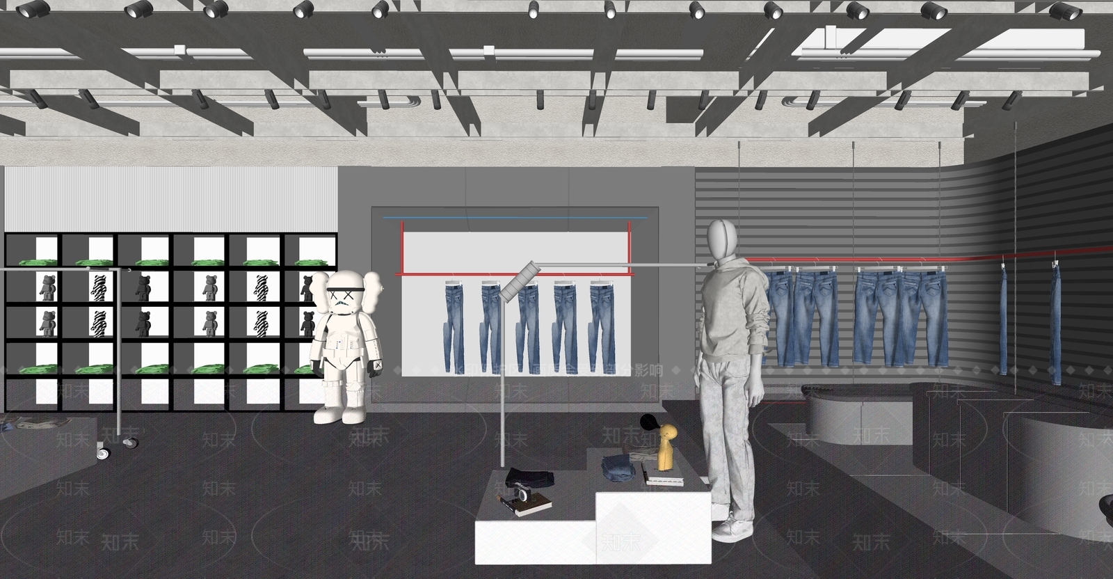 现代服装箱包店SU模型下载【ID:1127552170】