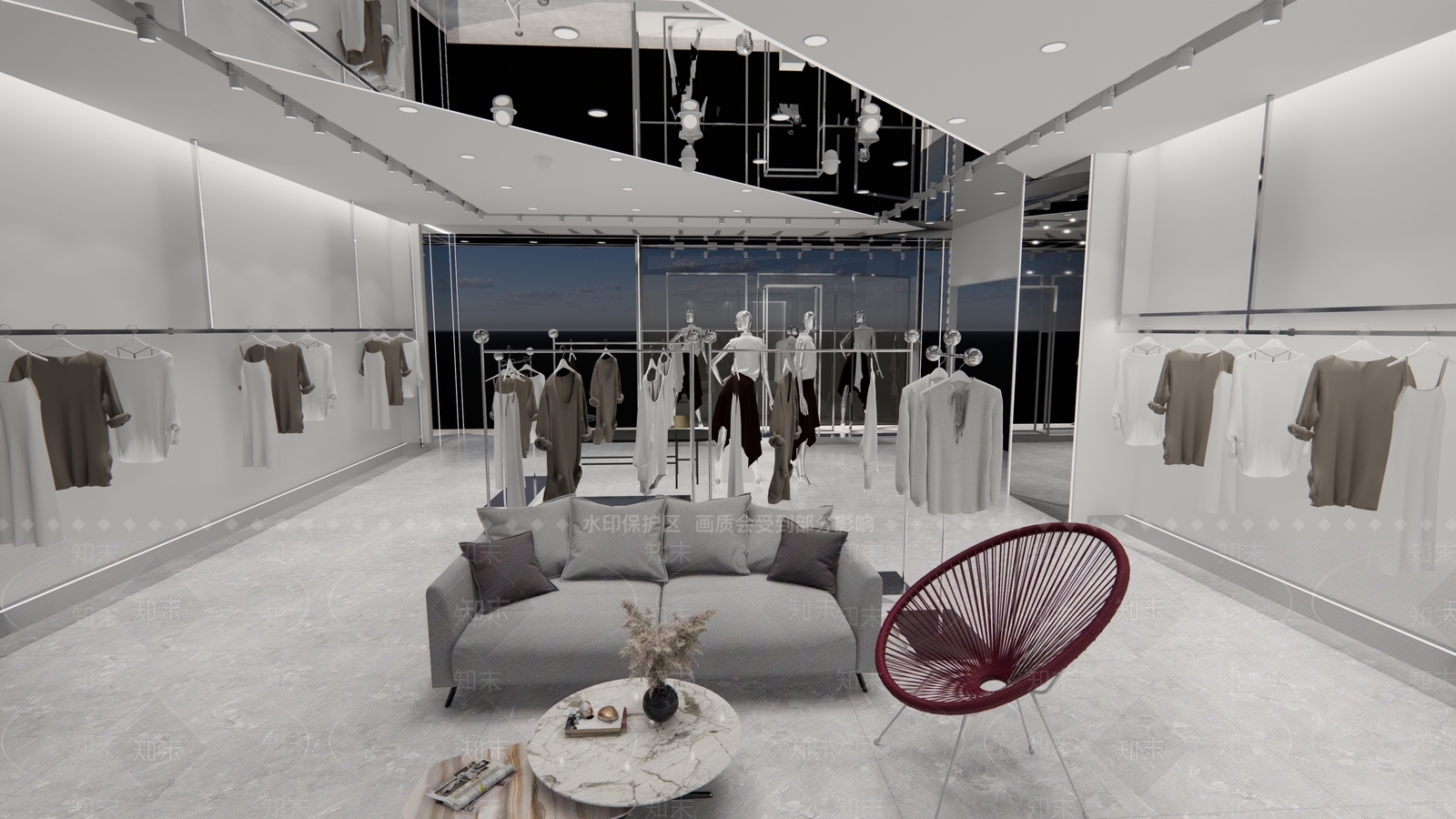 现代服装箱包店专卖店SU模型下载【ID:1127552518】