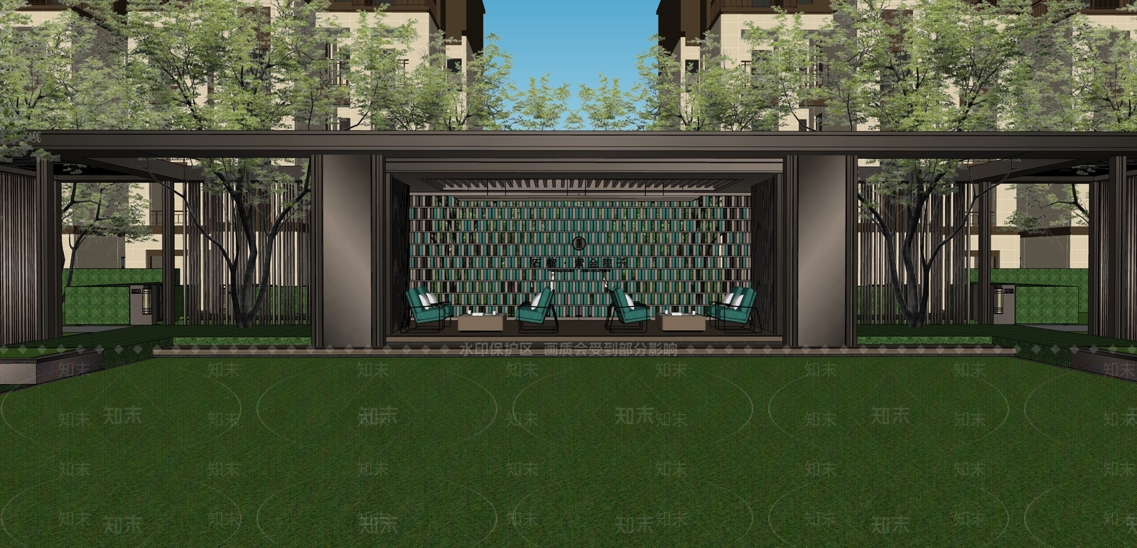 新中式示范区景观SU模型下载【ID:1127553627】_知末su模型网